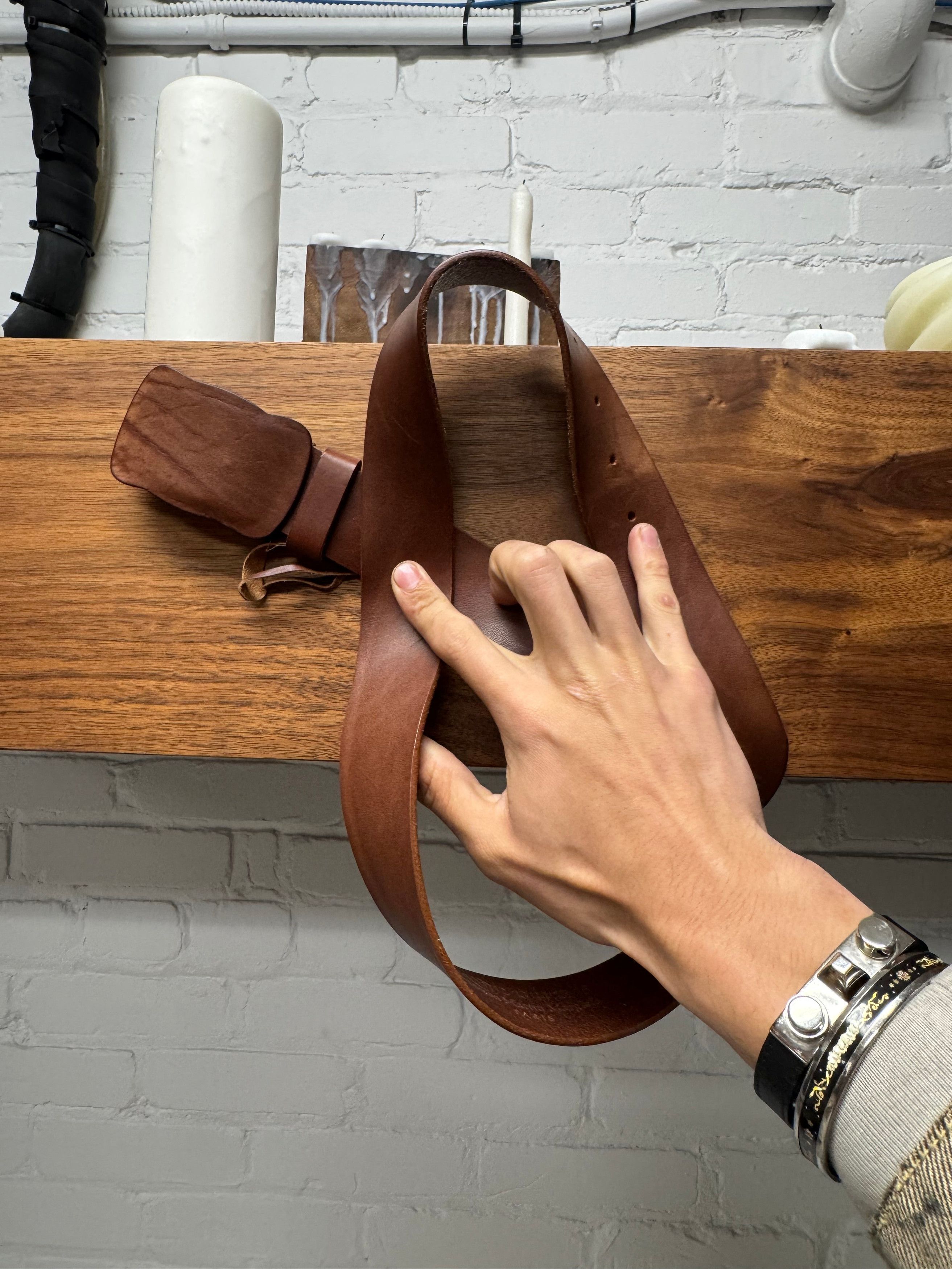 Maison Margiela Maison Martin Margiela ‘Faceless’ Brown Leather Belt Size ONE SIZE - 5 Thumbnail