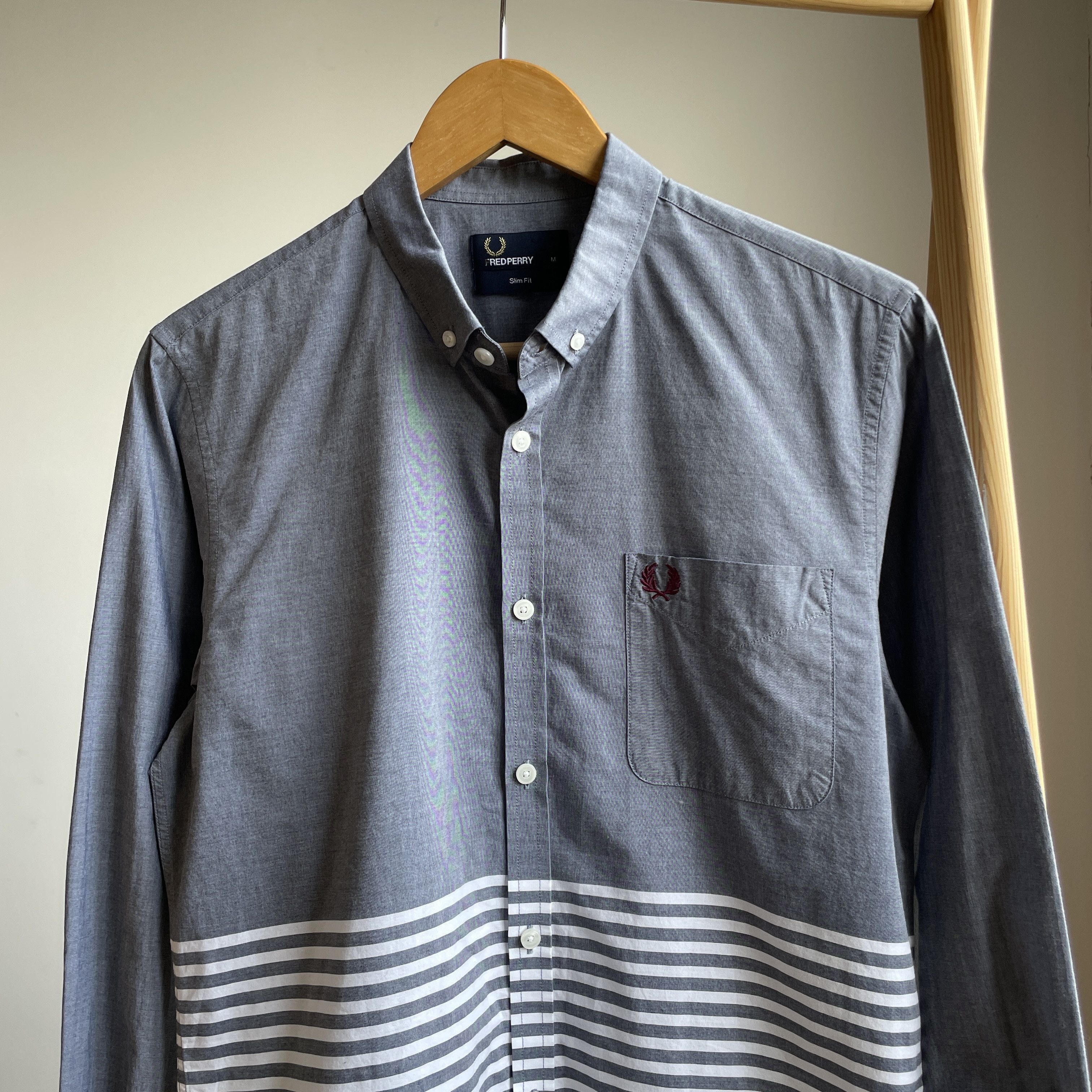 Fred Perry Fred Perry Wide Stripe Slim Fit Oxford Shirt Size M Size US M / EU 48-50 / 2 - 3 Thumbnail