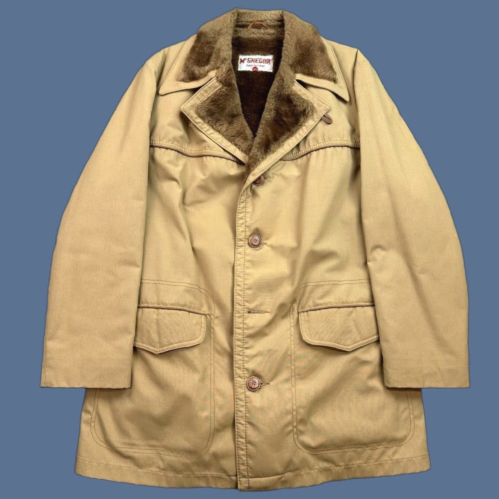 McGregor VINTAGE McGregor Jacket Mens 40 Tan Faux Fur Lined Rancher Coat USA Union Made Casual Cotton Canvas Cowboy Western 80s Classic Outerwear Mens Size US XXS / EU 40 - 1 Thumbnail