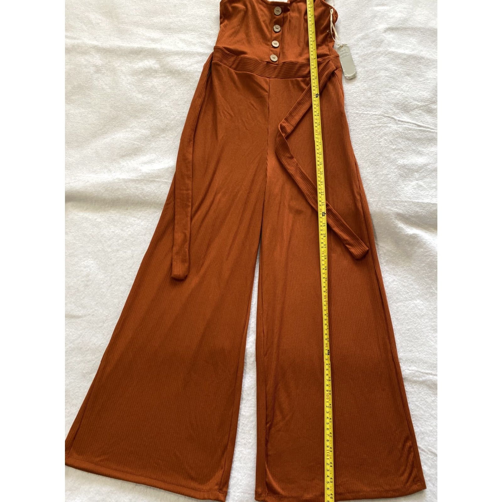 Vintage IRIS Jumpsuit Women’s Size Small Brown Stretch Floral Lace Top Sleeveless Scoop Neck Back Zipper 30" Inseam Formal/Party 2020-2029 Women/S Size 28" / US 6 / IT 42 - 7 Thumbnail