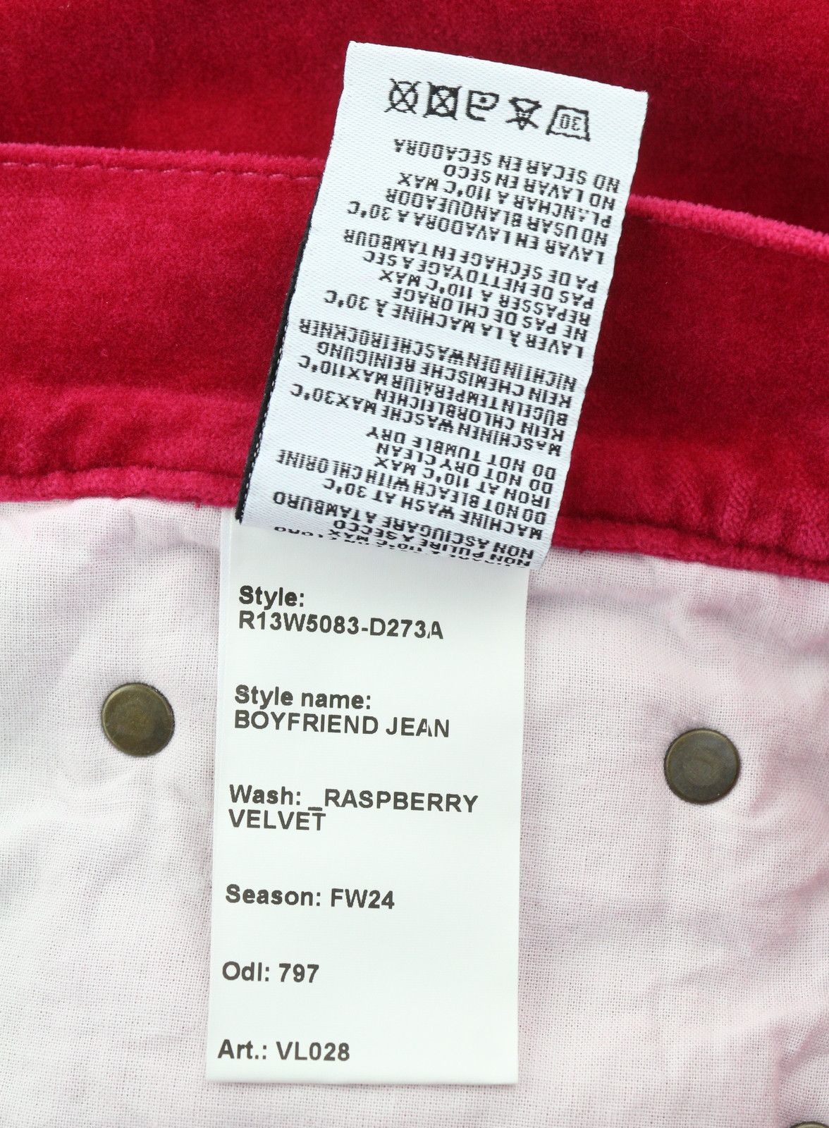 R13 BOYFRIEND 26 Raspberry Velvet Linen Cropped Trousers 85845 Size 26" / US 2 / IT 38 - 10 Thumbnail