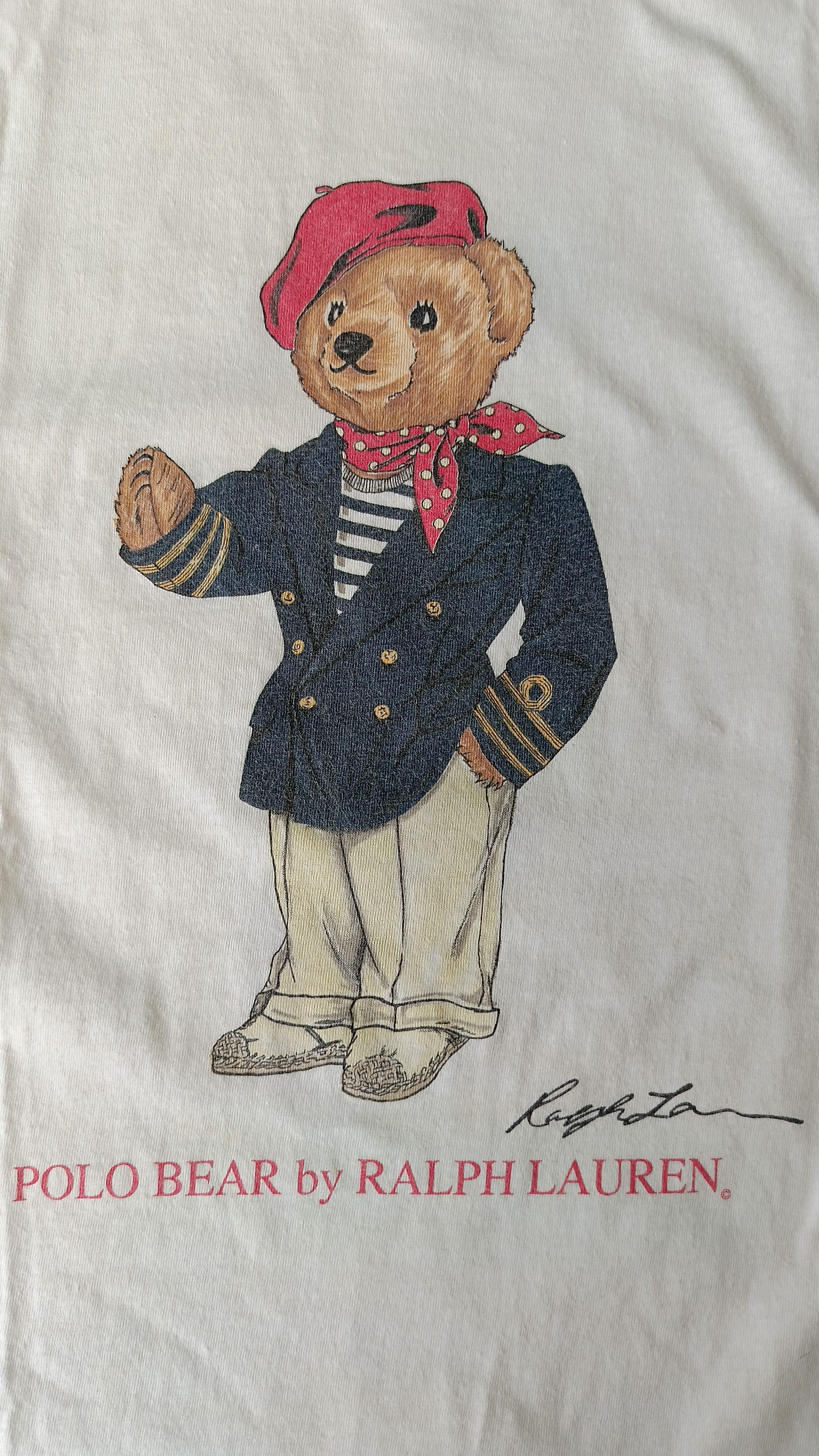 Polo Ralph Lauren × Ralph Lauren Ralph Lauren Polo 90s navy artist bear USA vtg white tshirt Size US M / EU 48-50 / 2 - 8 Thumbnail