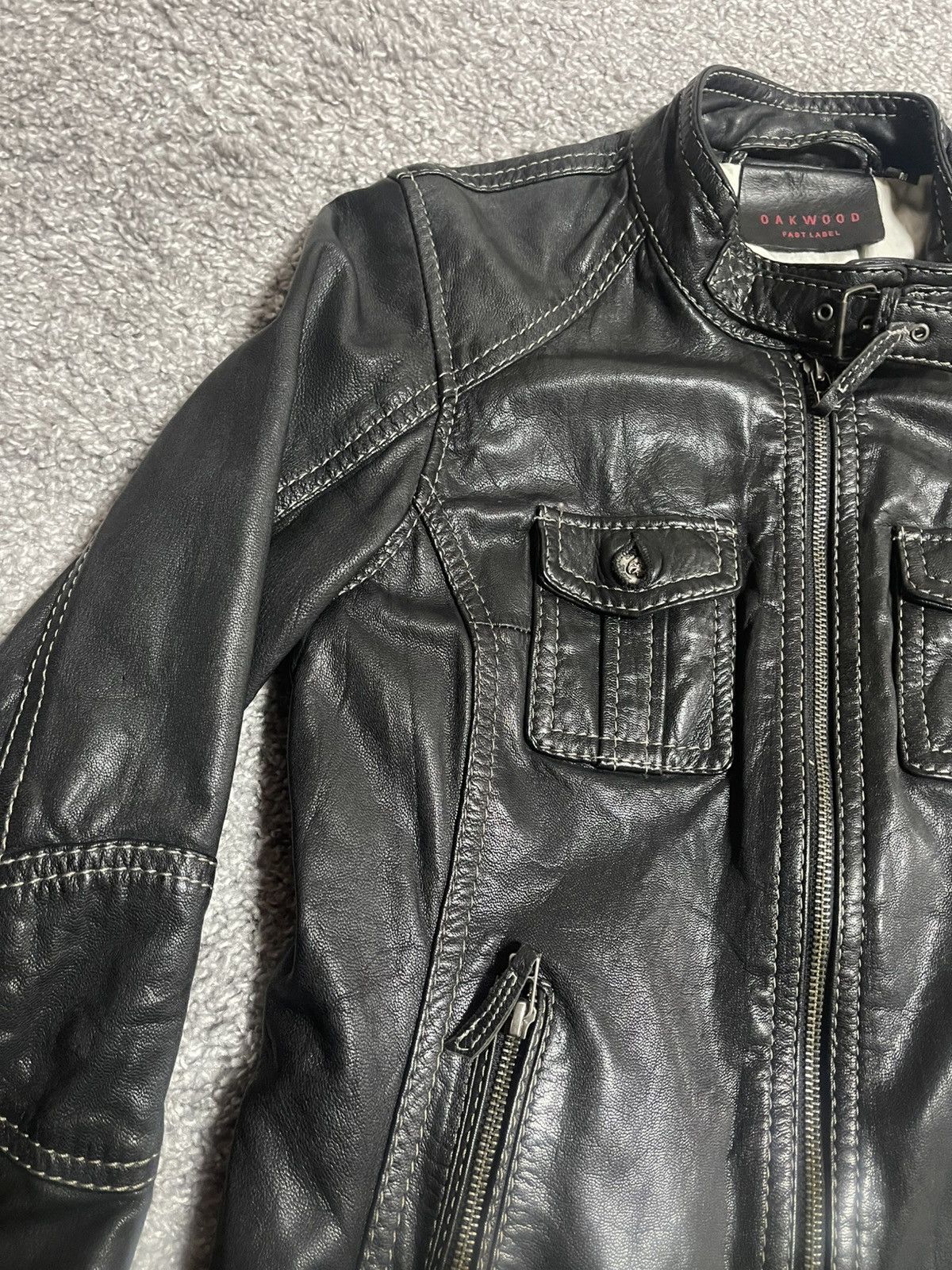 Japanese Brand × Vintage OAKWOOD VINTAGE Y2K LEATHER JACKET BLACK SIZE M-S Size M / US 6-8 / IT 42-44 - 4 Thumbnail