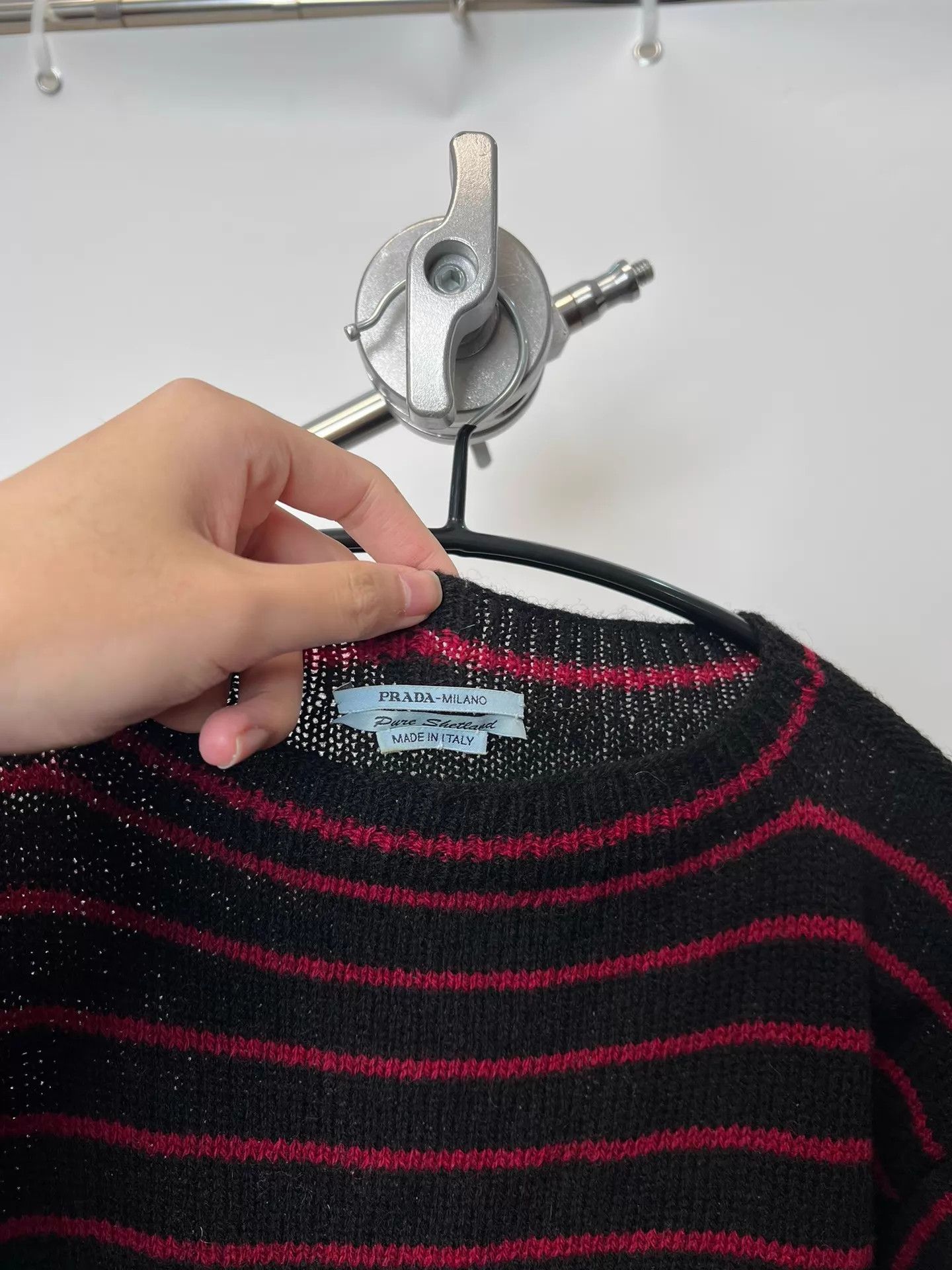 Prada Prada 16ss Stripe Colorblocked Rabbit Embroidered Sweater Size US M / EU 48-50 / 2 - 3 Thumbnail