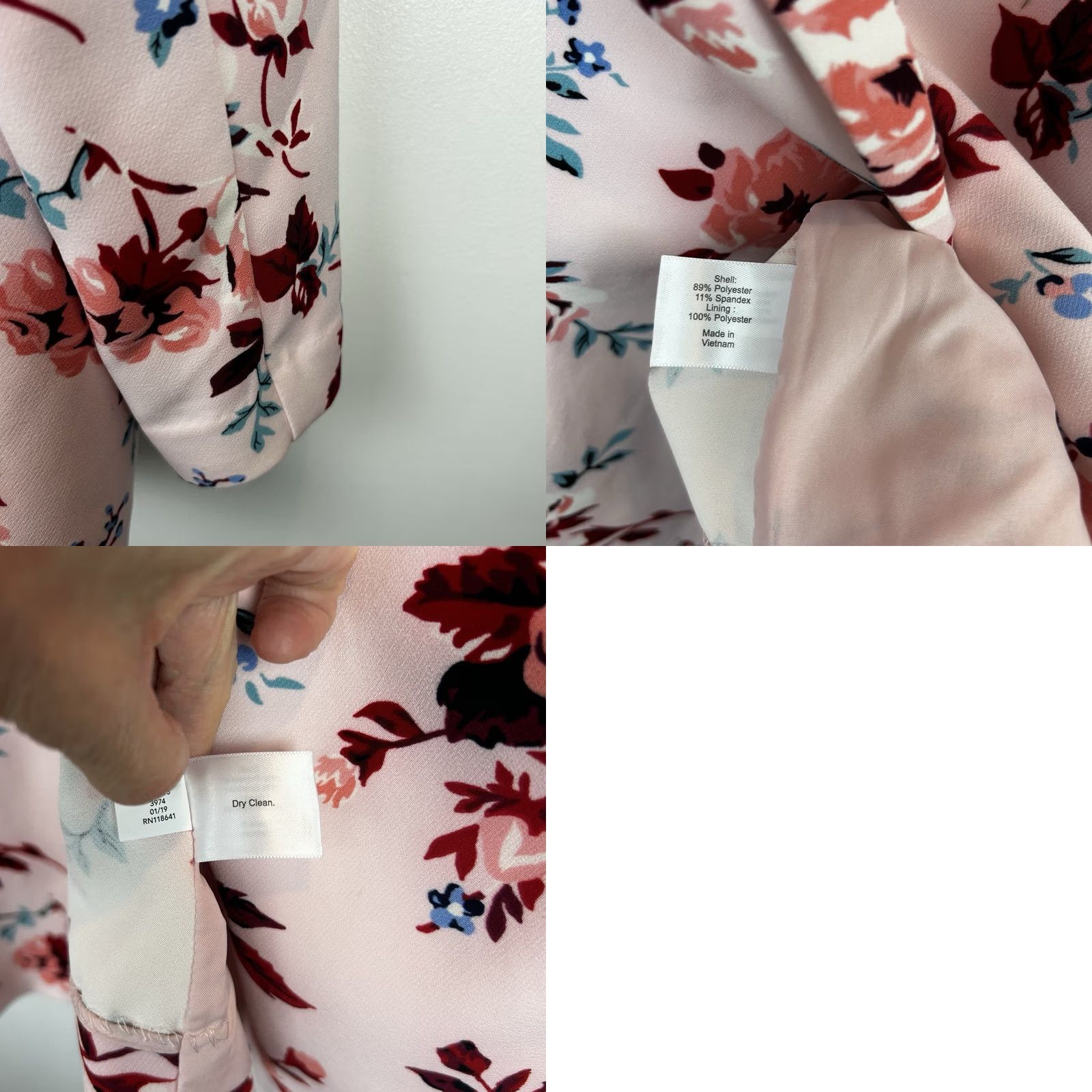Vintage Lane Bryant Blazer Womens 28 Pink Floral One Button Spring Feminine Old Money Size 4XL / US 24-26 - 9 Thumbnail