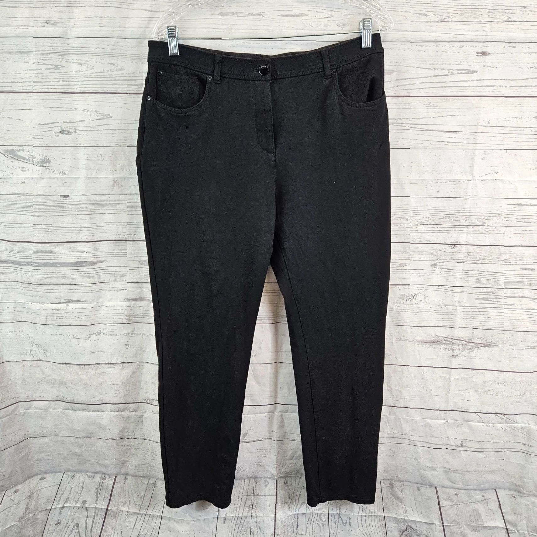 Vintage Chico's So Slimming Womens Ponte Knit Ankle Pants Sz 12 Short Black High Rise Size 34" / US 12 / IT 48 - 2 Thumbnail