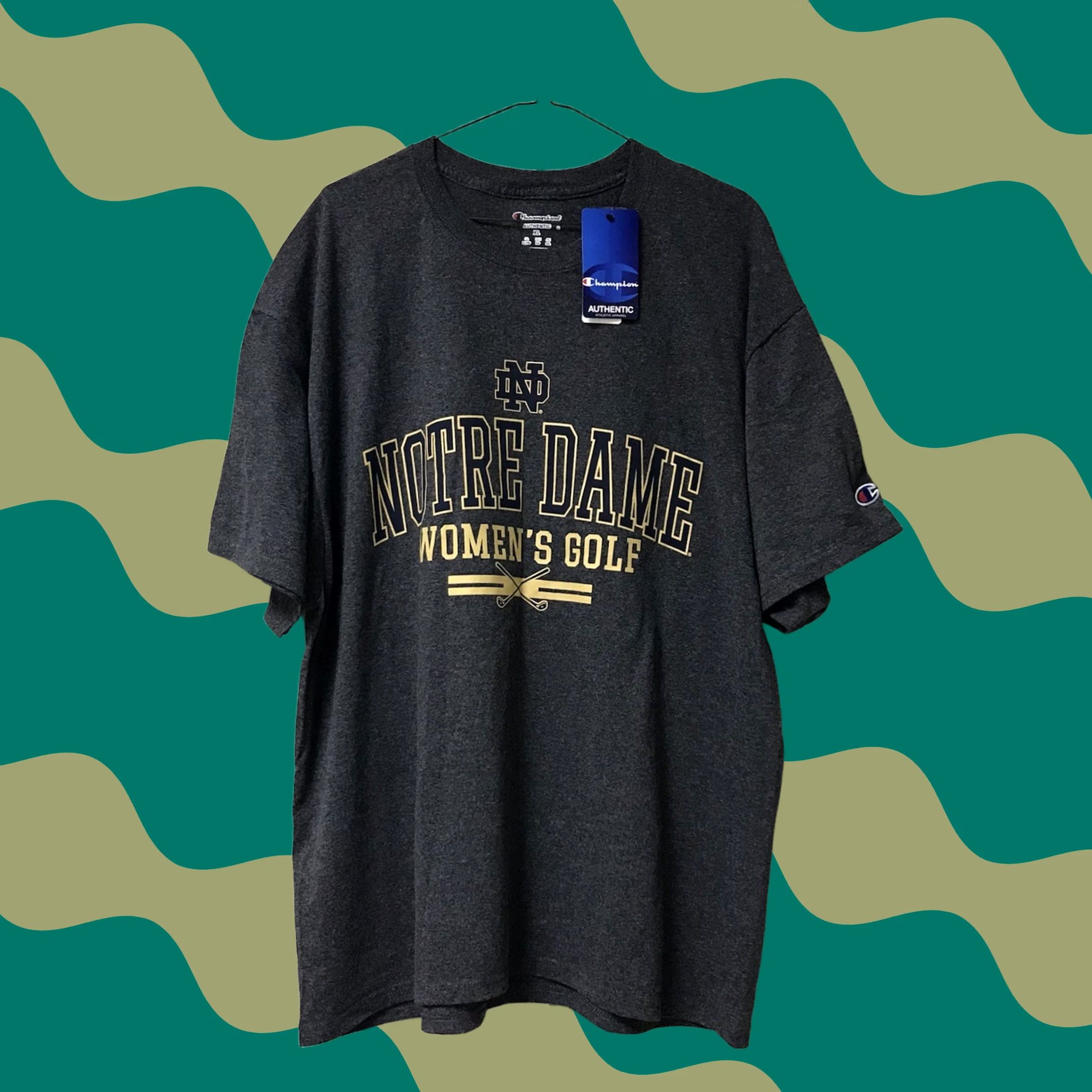 Champion Champion University of Notre Dame Golf Graphic T-Shirt Heather Gray XL Unisex Adults Short Sleeve Crew Neck Cotton Blend Size XL / US 12-14 / IT 48-50 - 1 Thumbnail