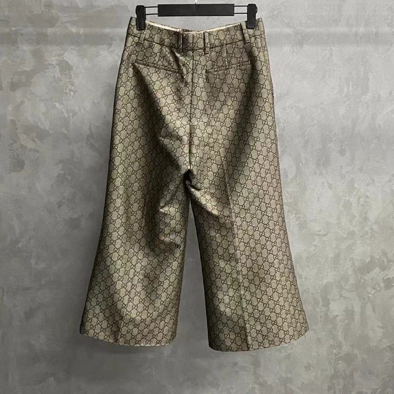 Gucci Gucci The latest gray full-print pattern logo wide-leg suit Size 26" / US 2 / IT 38 - 2 Thumbnail