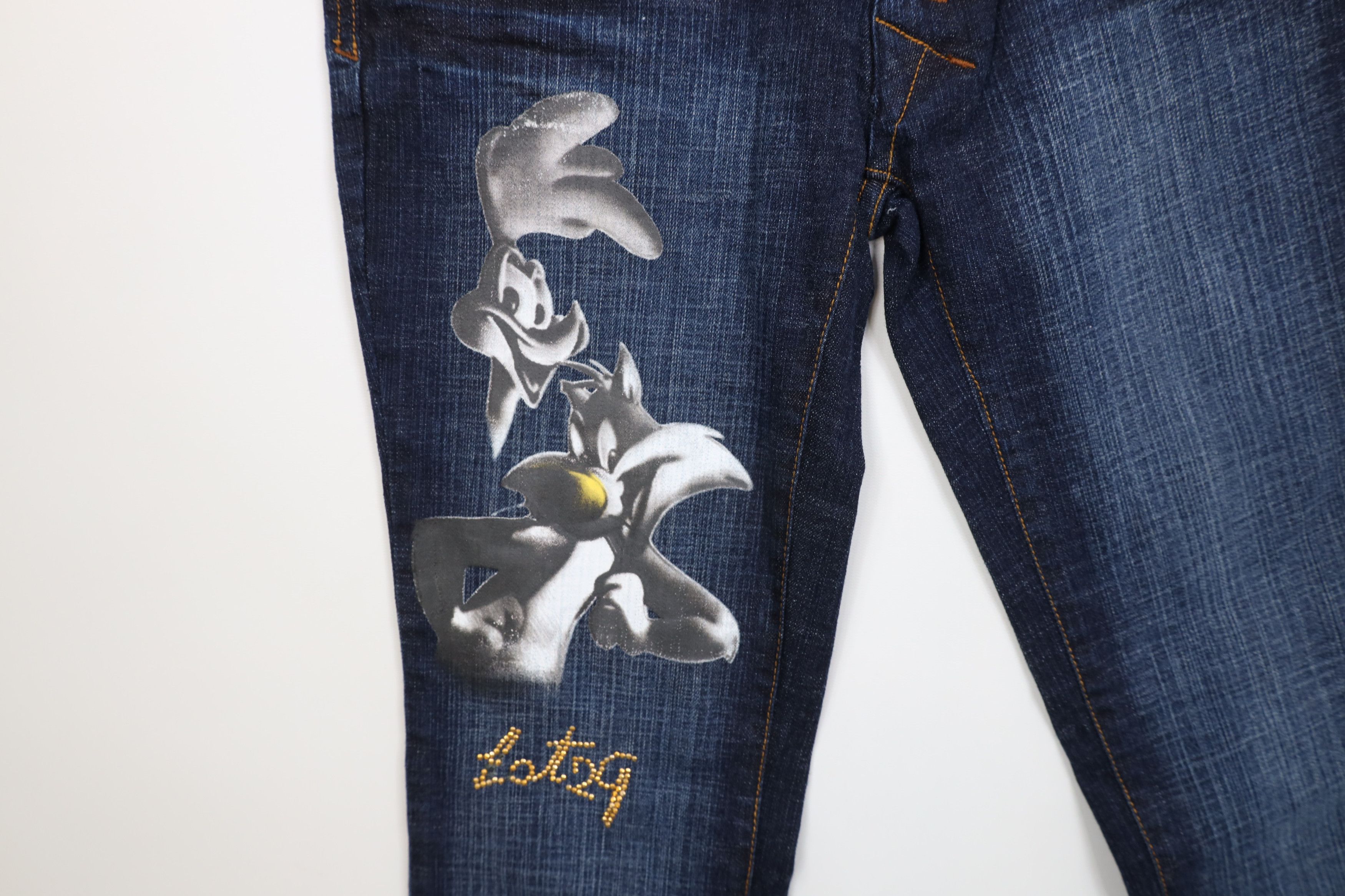 Vintage Deadstock Vintage Y2K Lot 29 Tunes Flared Wide Leg Jeans Size 27" / US 4 / IT 40 - 7 Thumbnail