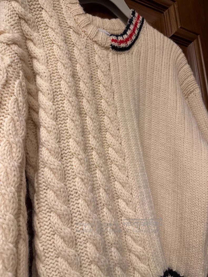 Thom Browne Thom Browne Beige Wool Sweater Size US M / EU 48-50 / 2 - 2 Thumbnail