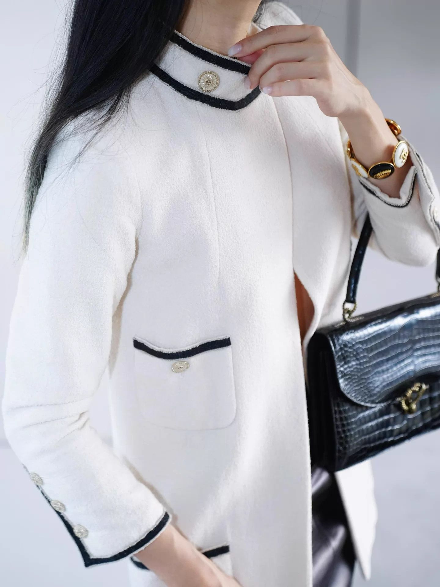 Chanel CHANEL 2014 SG Tweed Trench Coat Black White FR34 XS-S Size XS / US 0-2 / IT 36-38 - 9 Thumbnail
