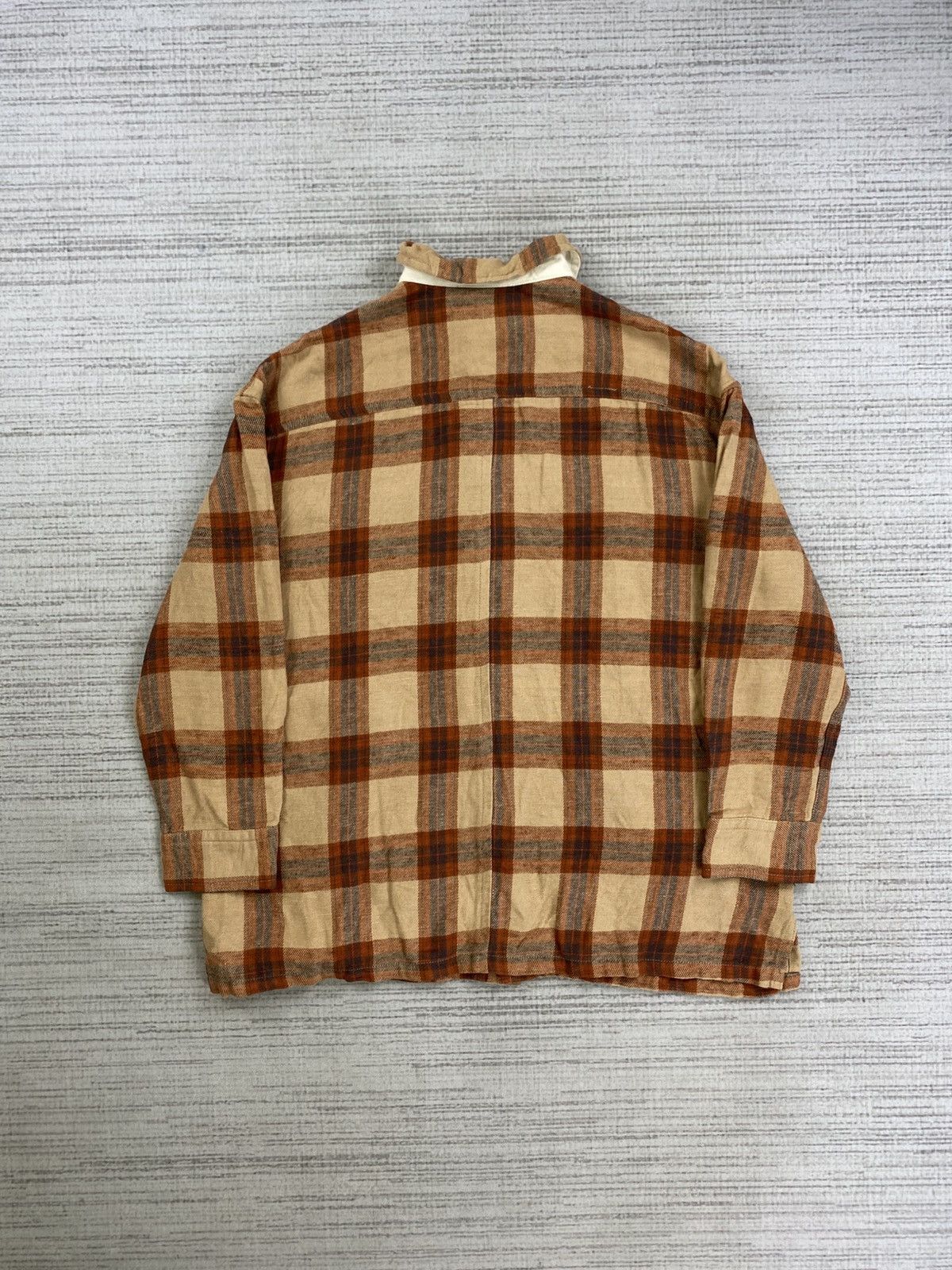 Flannel × Japanese Brand × Vintage Vintage Back Number Brown Checked Flannel Size US L / EU 52-54 / 3 - 2 Thumbnail