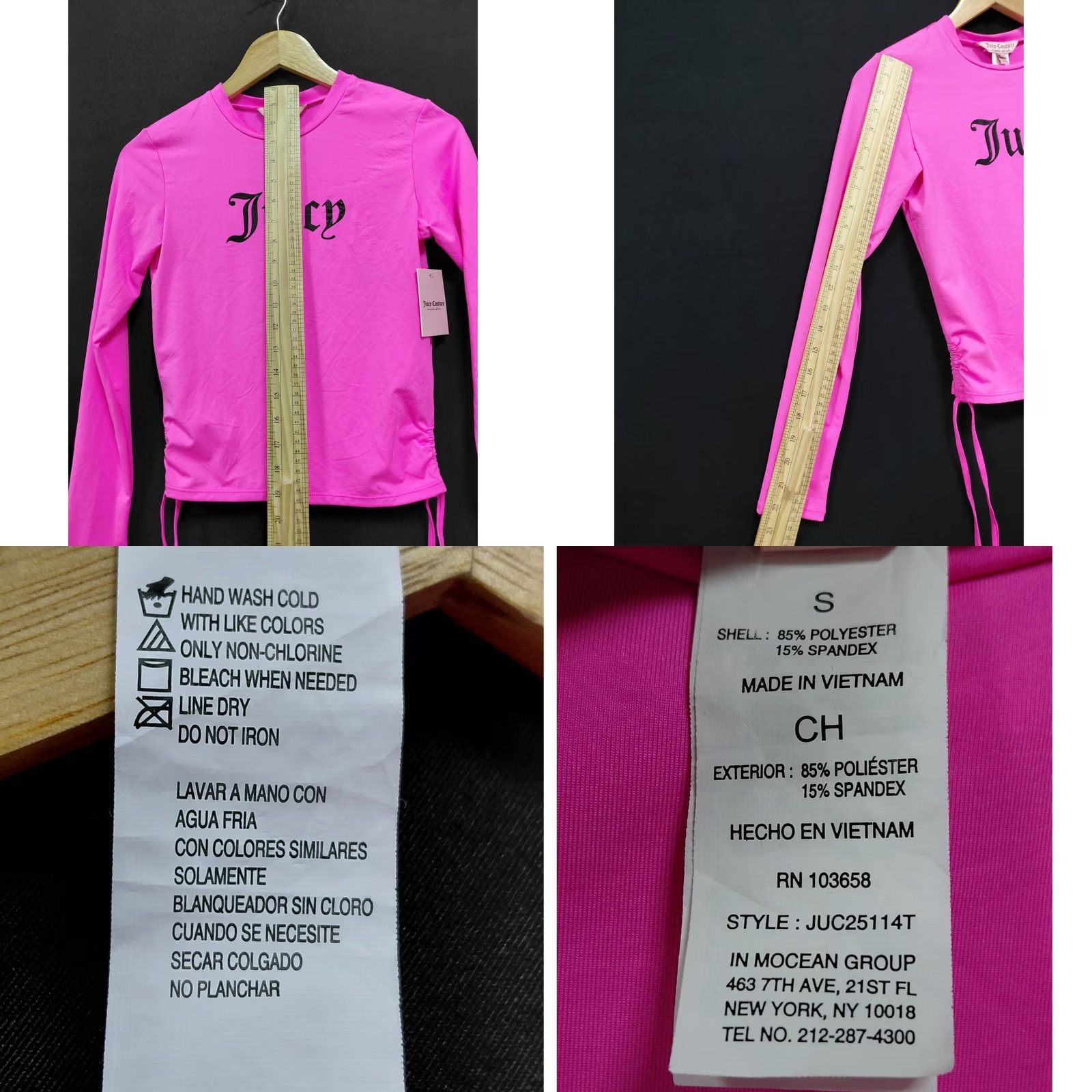 Juicy Couture Juicy Couture Pink Long Sleeve Top Solid Knit Women S Blouse Crew Neck Pullover Stretch Casual Front Logo Printed Quick Ship NWT Size S / US 4 / IT 40 - 8 Thumbnail