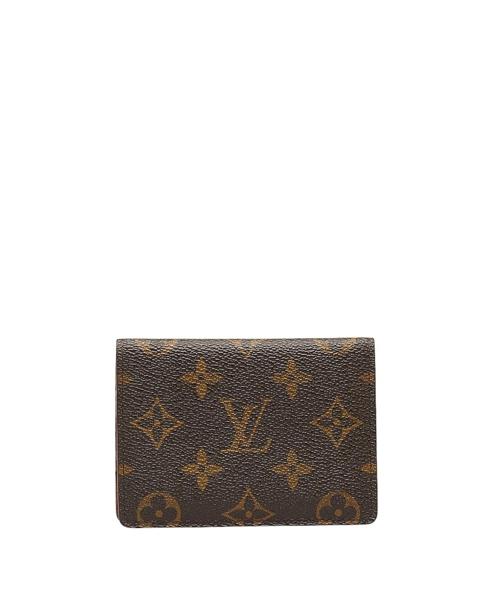 image of Louis Vuitton Monogram Canvas Vertical Card Case Wallet In Brown, Women's
