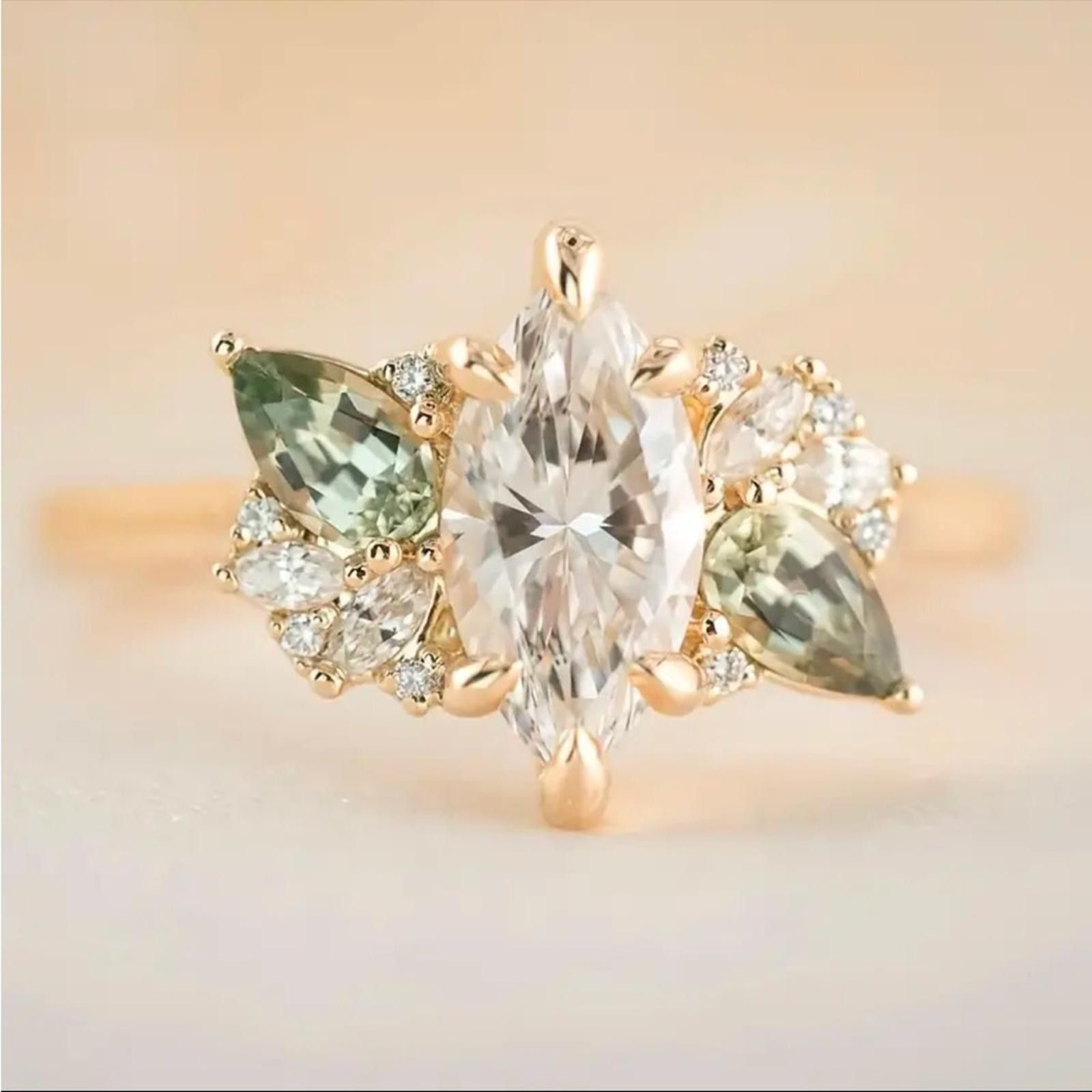 Designer Marquise Cut Simulated Diamond 1.83 Ct Engagement Ring Sz 7 Size ONE SIZE - 1 Thumbnail
