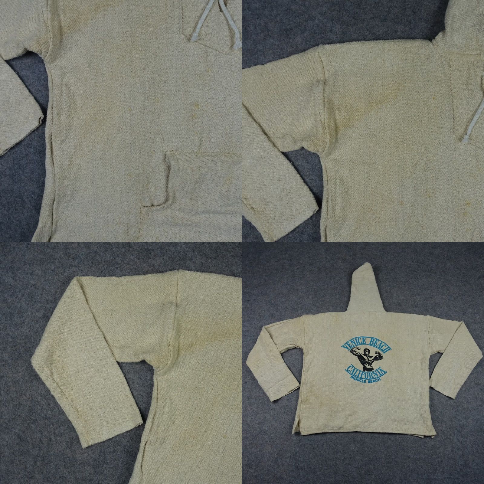 Vintage VINTAGE Venice Beach Hoodie Mens L Beige Cotton Hooded 90s Beach Sports Graphic Print PullOver Size US L / EU 52-54 / 3 - 8 Thumbnail