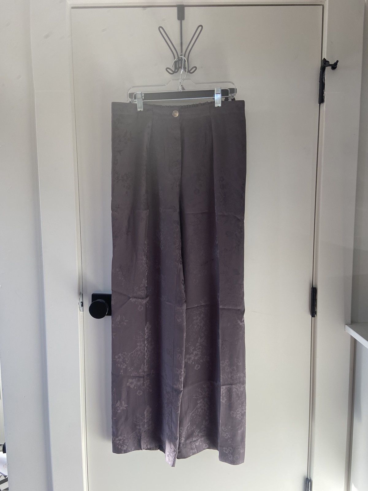 image of Acne Studios- Grey/purple Floral Trousers, Women's (Size 26)
