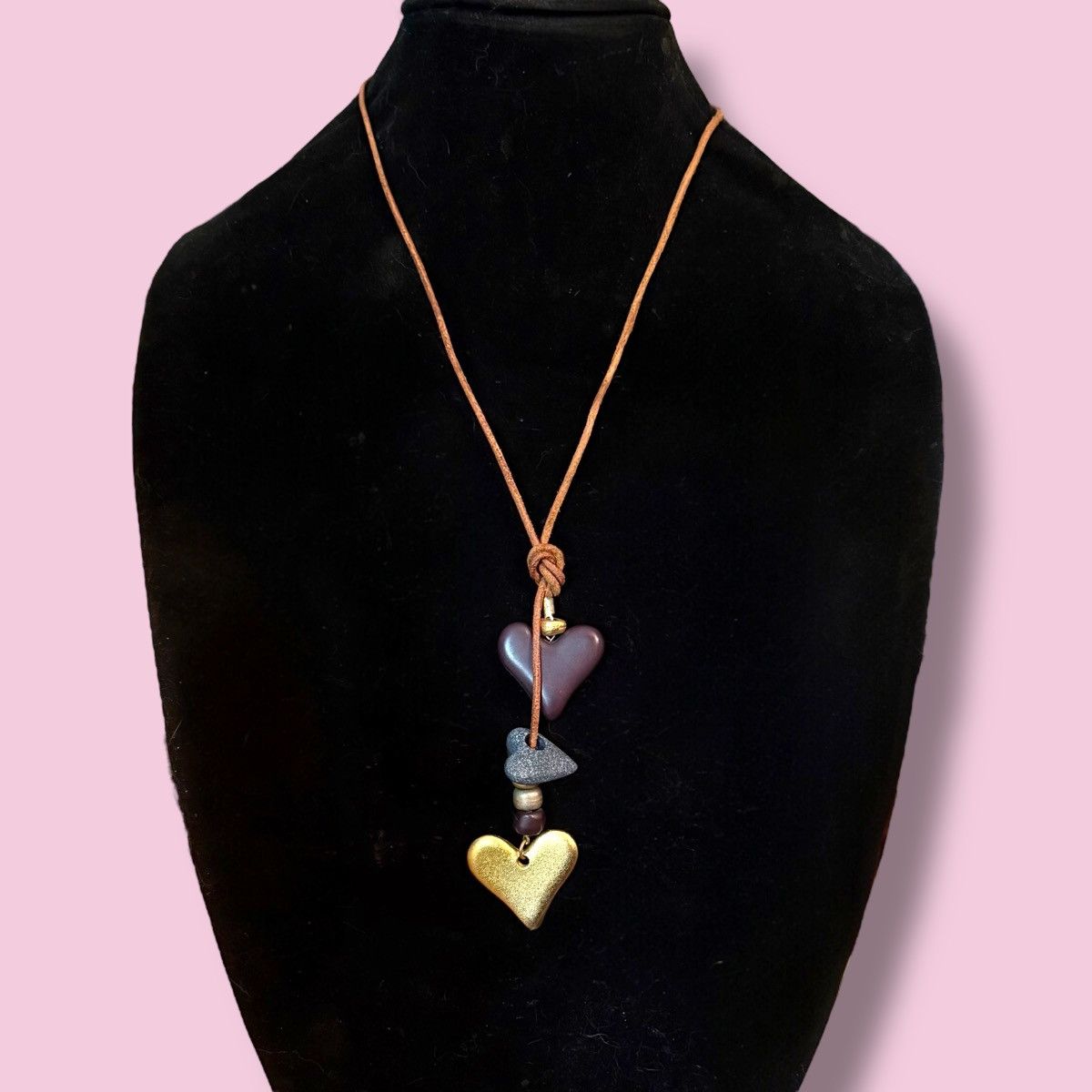 Other Mixed heart pendants leather cord necklace Size ONE SIZE - 1 Thumbnail