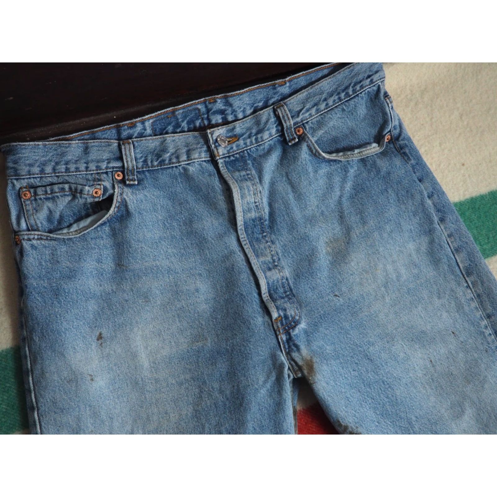 Levi's VINTAGE Levi's 501 USA Denim Jeans Pants 39x29 Blue Grunge Distressed 1990s Mens Size US 39 - 4 Thumbnail