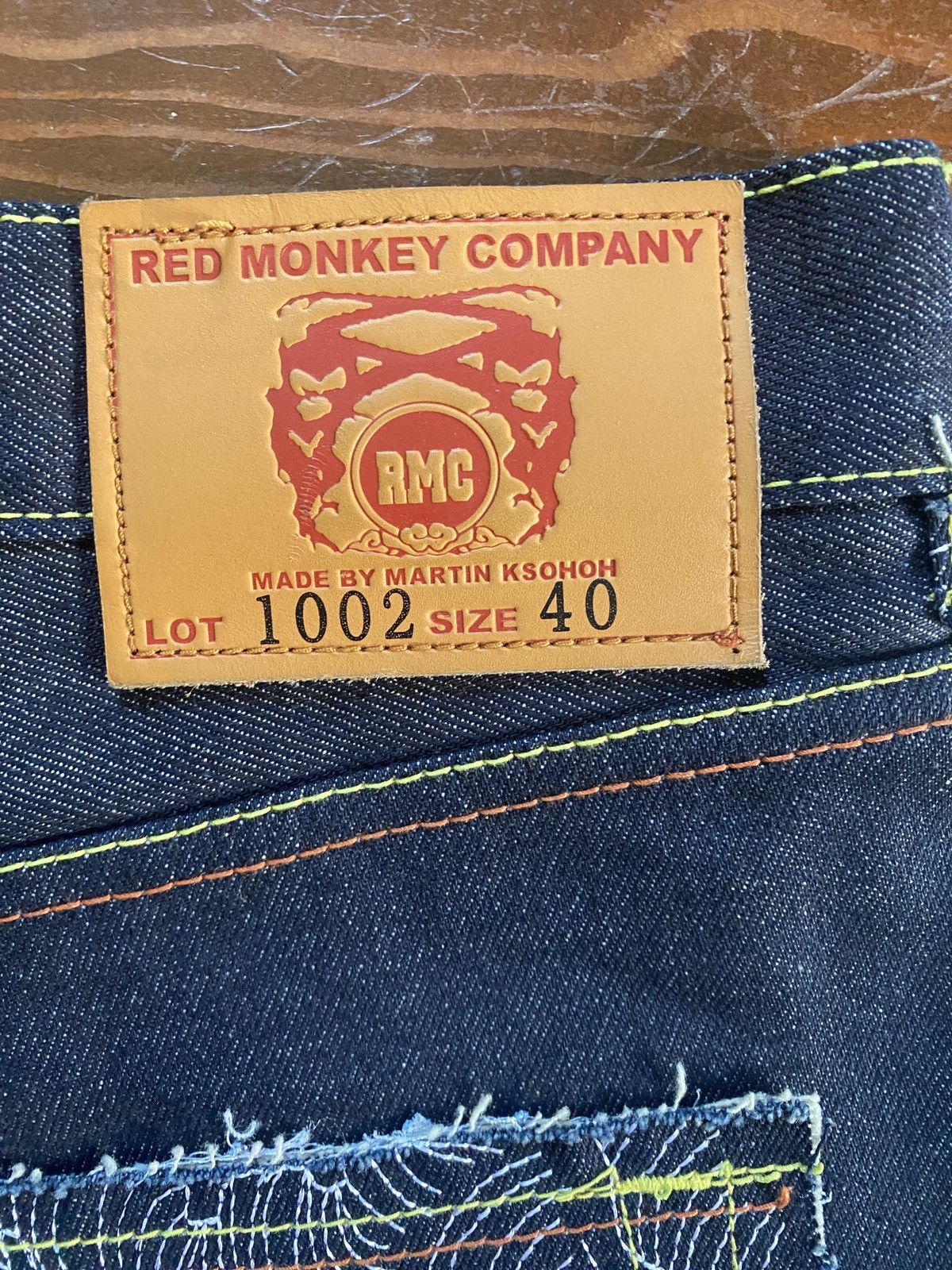 RMC Jeans Red Monkey Company Embroider Wide Denim Jean Shorts Selvedge Size US 39 - 5 Thumbnail