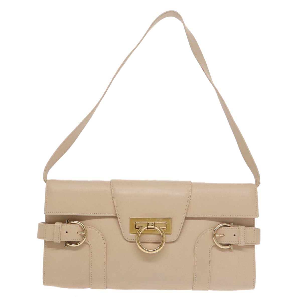 Salvatore Ferragamo Gancini Beige Leather Shoulder Bag (Pre-Owned) Size ONE SIZE - 1 Thumbnail
