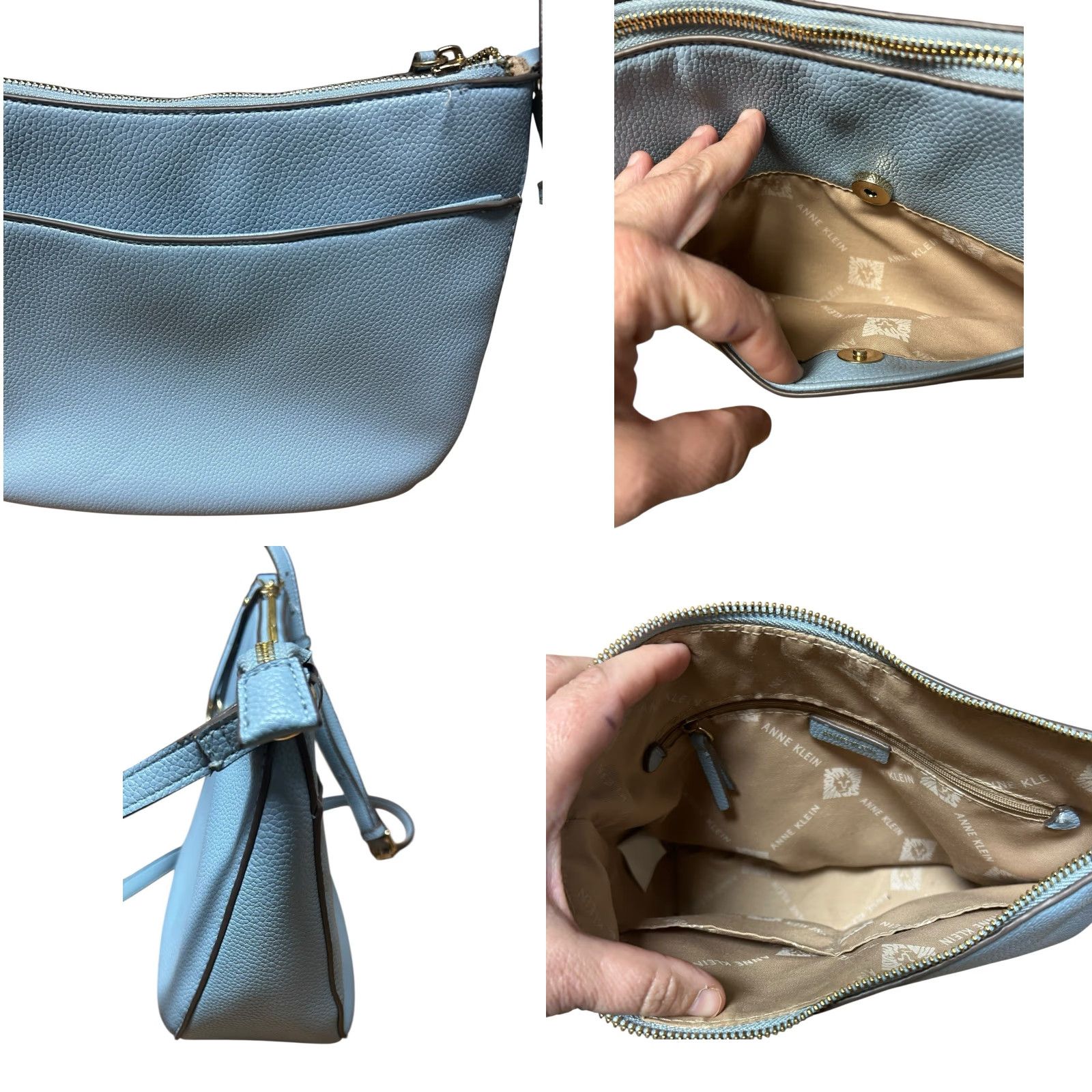 Anne Klein Anne Klein Light Blue Crossbody Purse W/ Wallet Wristlet Women’s Should Handbag Crossbody Bag Medium Blue Accessories Zipper Strap Accent Size ONE SIZE - 8 Thumbnail
