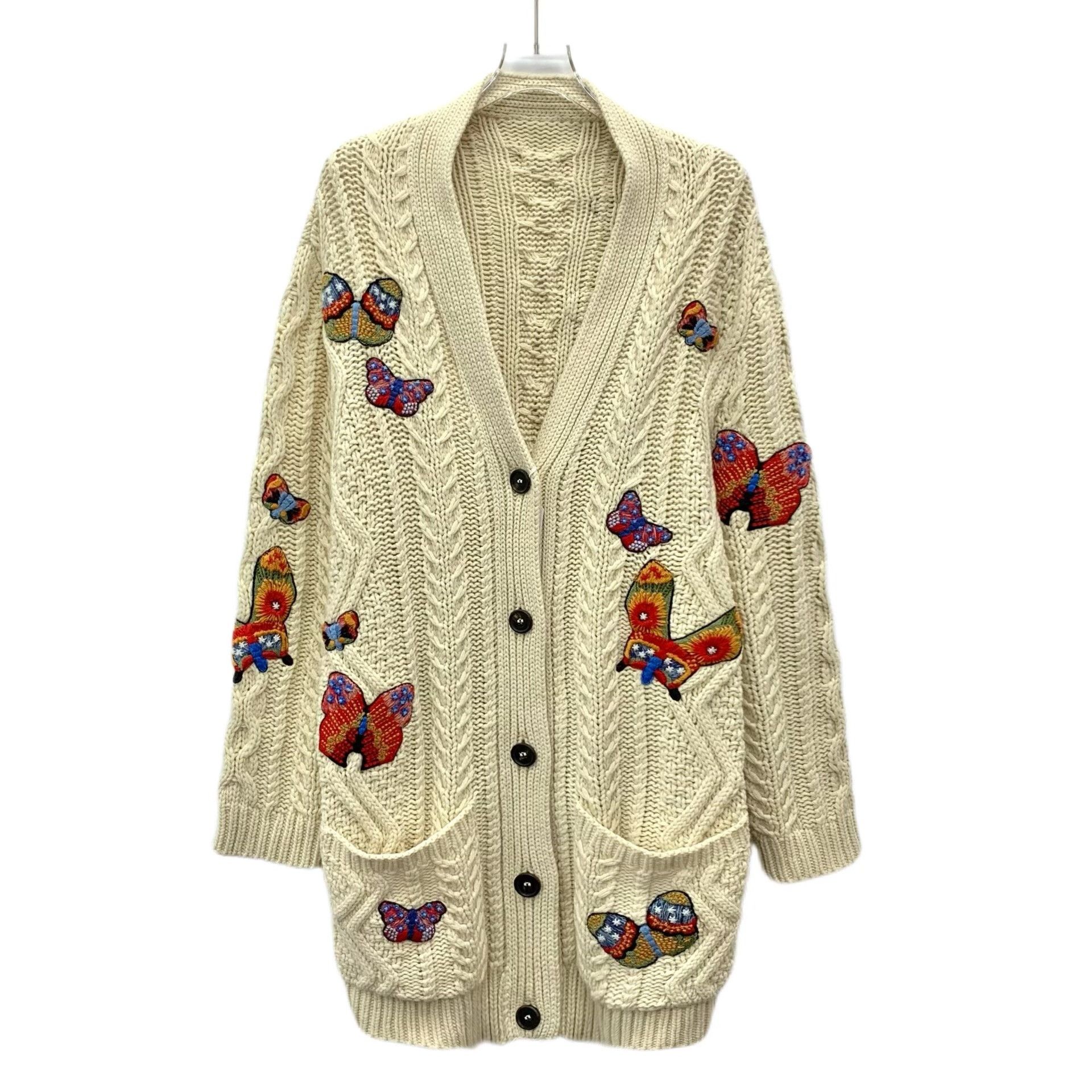 Valentino Valentino Beige Butterfly Embroidered Knit Cardigan Size M / US 6-8 / IT 42-44 - 1 Thumbnail