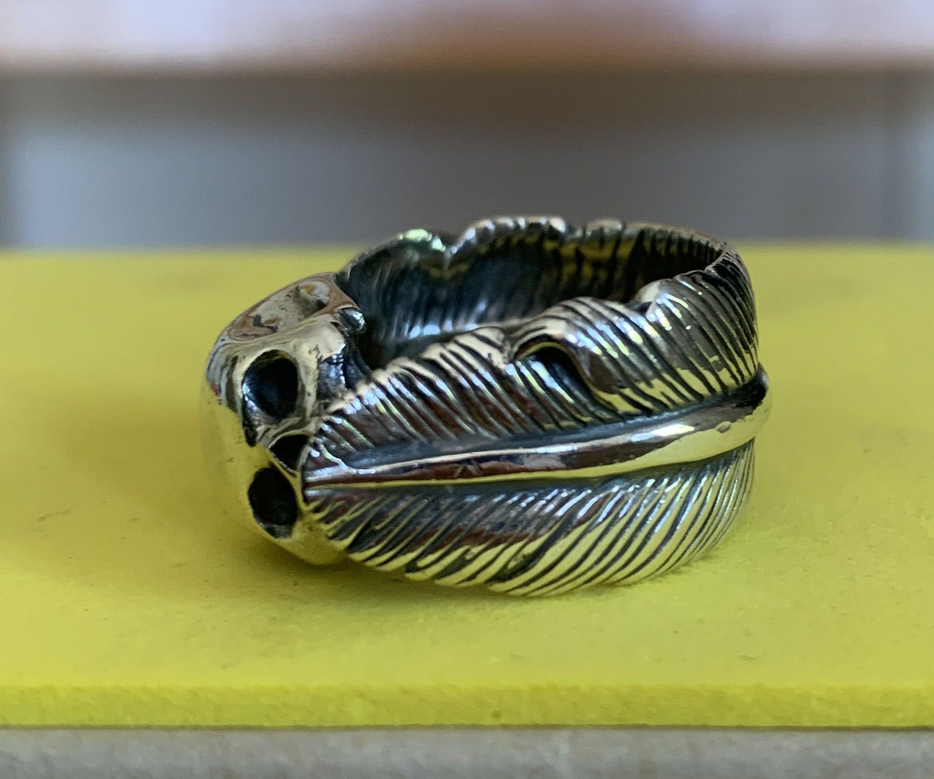Number (N)ine SS04 Number (N)ine Silver Skull and Feather Ring Size ONE SIZE - 3 Thumbnail