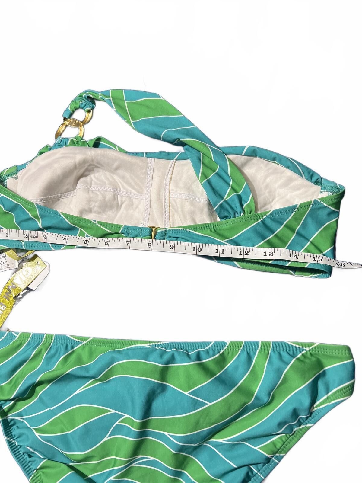 Other Gianni Bini Basil Green One-Shoulder Bikini Set - Size L Size ONE SIZE - 6 Thumbnail