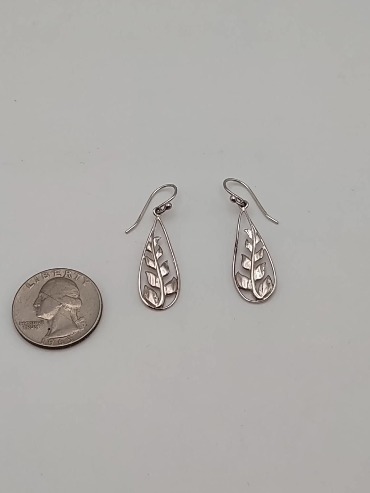 Other VdeB Sterling Silver Leaf Teardrop Dangle Earrings Size ONE SIZE - 4 Thumbnail