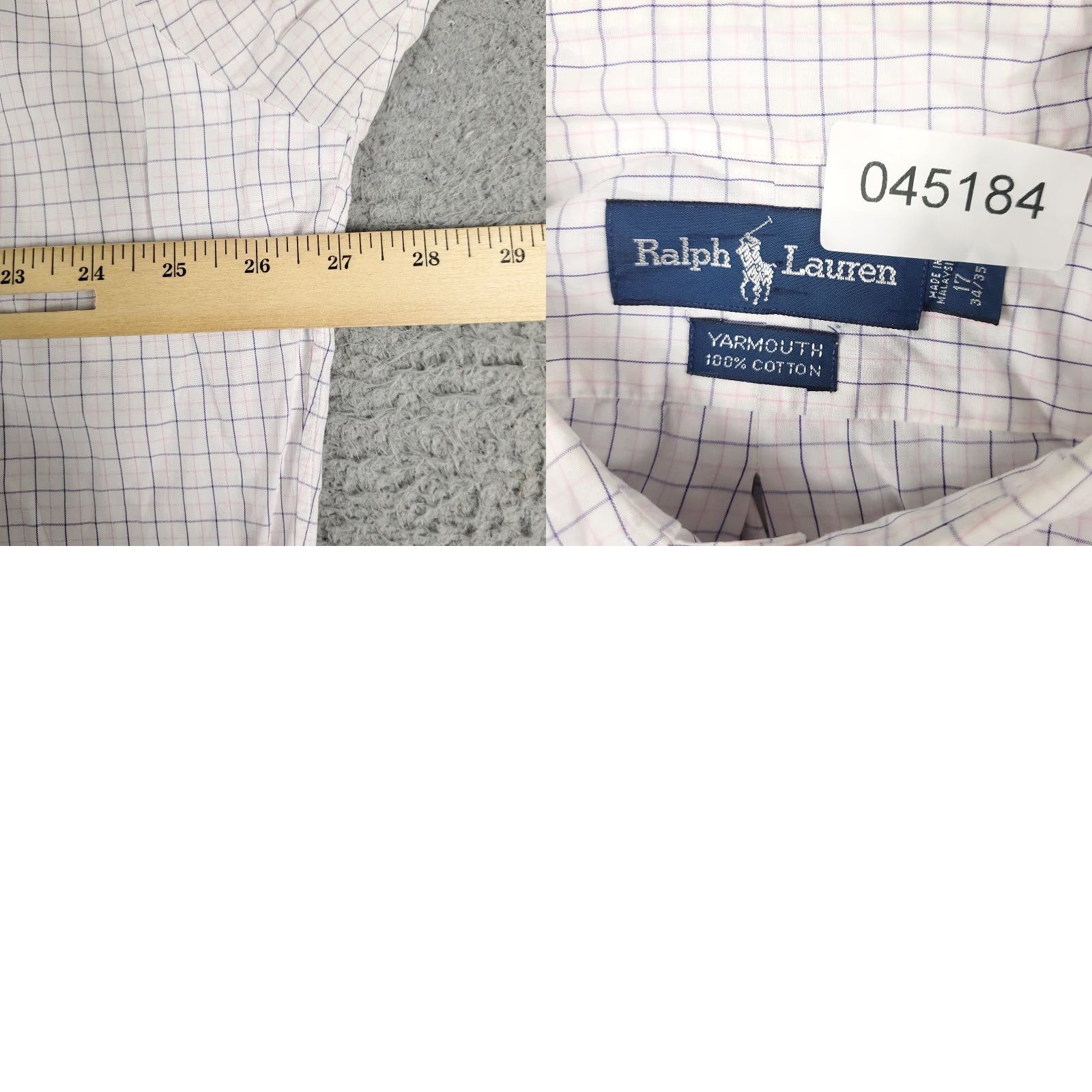 Ralph Lauren RALPH LAUREN Dress Shirt Mens Size 17 Blue Check Long Sleeve Button-Up Modern Classic Size 46R - 8 Thumbnail