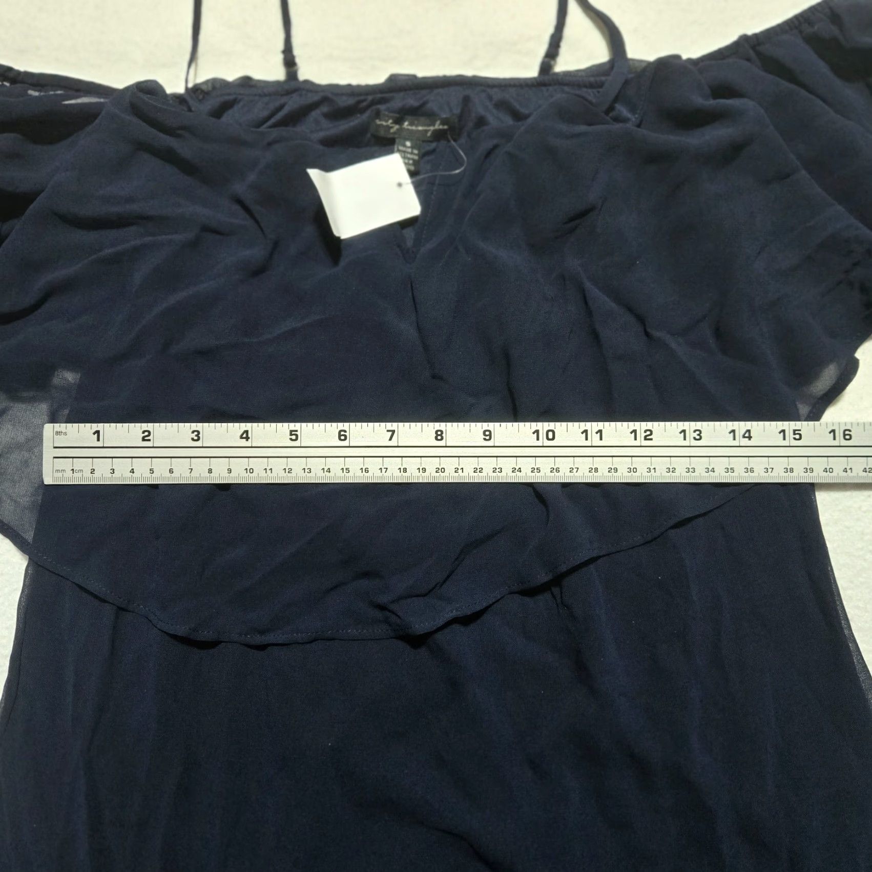 Vintage Nike Shirt Women S Spaghetti Strap Short Sleeve Blouse City Triangles Navy Blue All Seasons Solid Pattern Summer Spring Regular Fit tại US Size S / US 4 / IT 40 - 5 Thumbnail