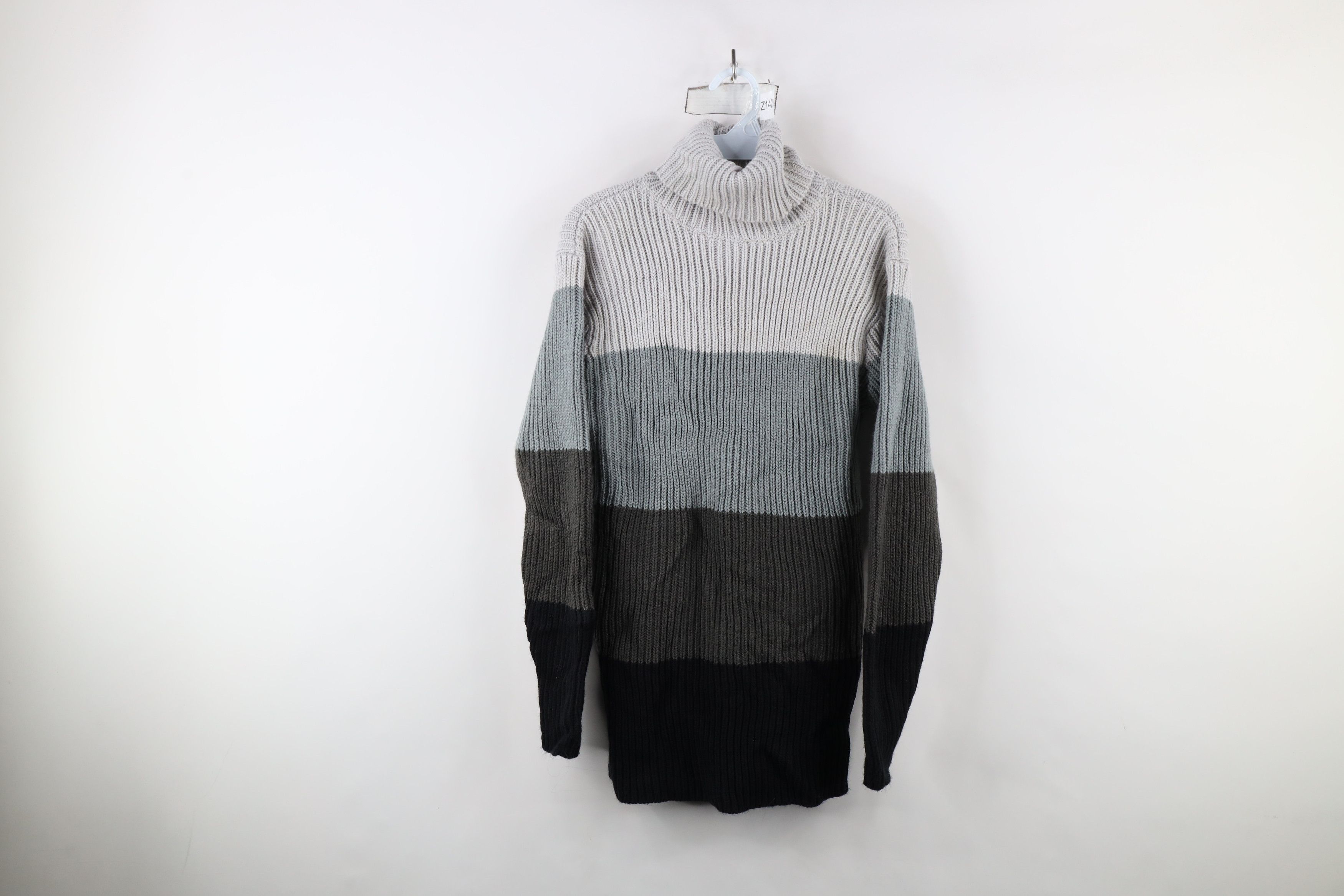 Vintage Vintage 90s Streetwear Block Ribbed Knit Turtleneck Sweater Size L / US 10 / IT 46 - 1 Thumbnail