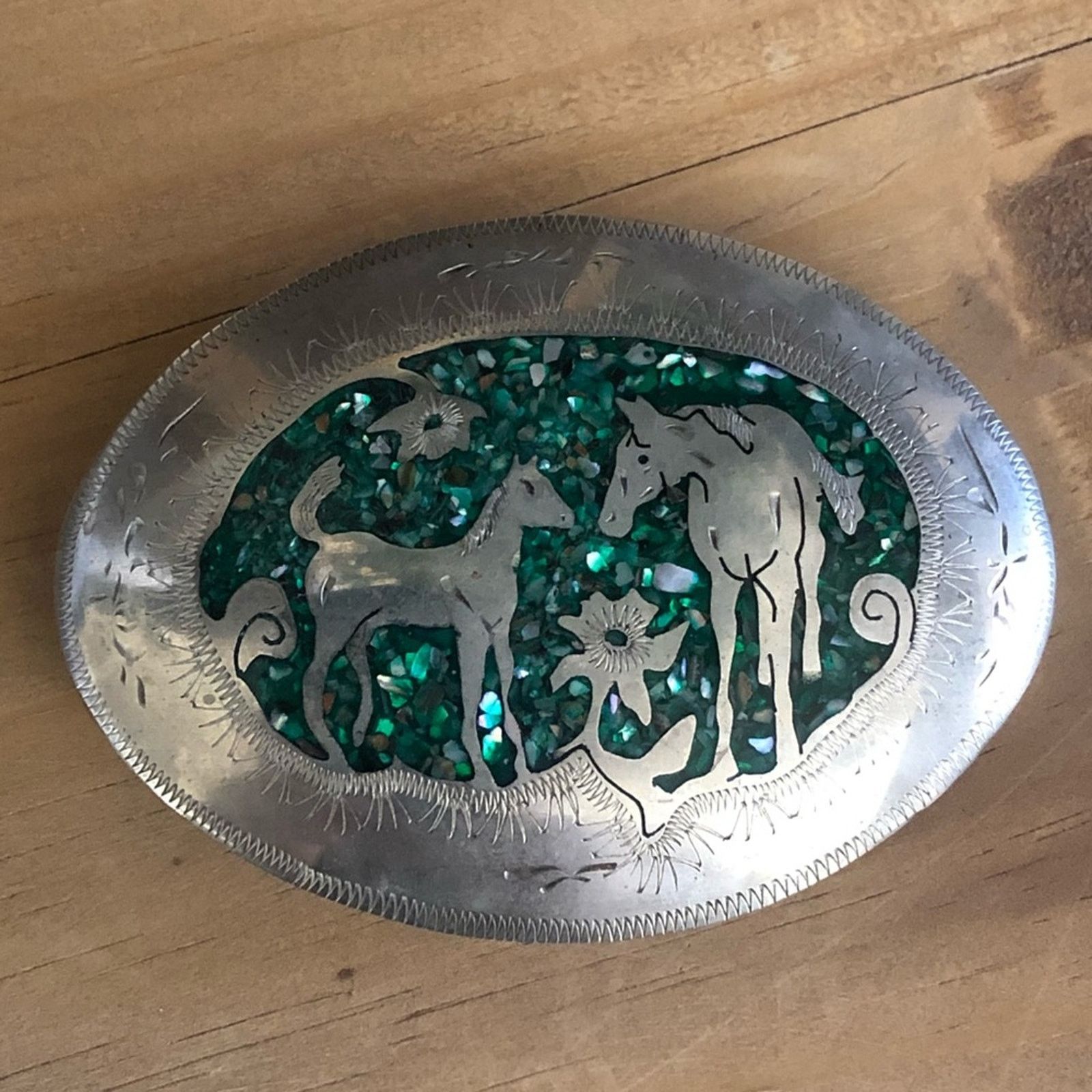 Vintage Vintage artist signed inlaid stone belt buckle Size ONE SIZE - 10 Thumbnail