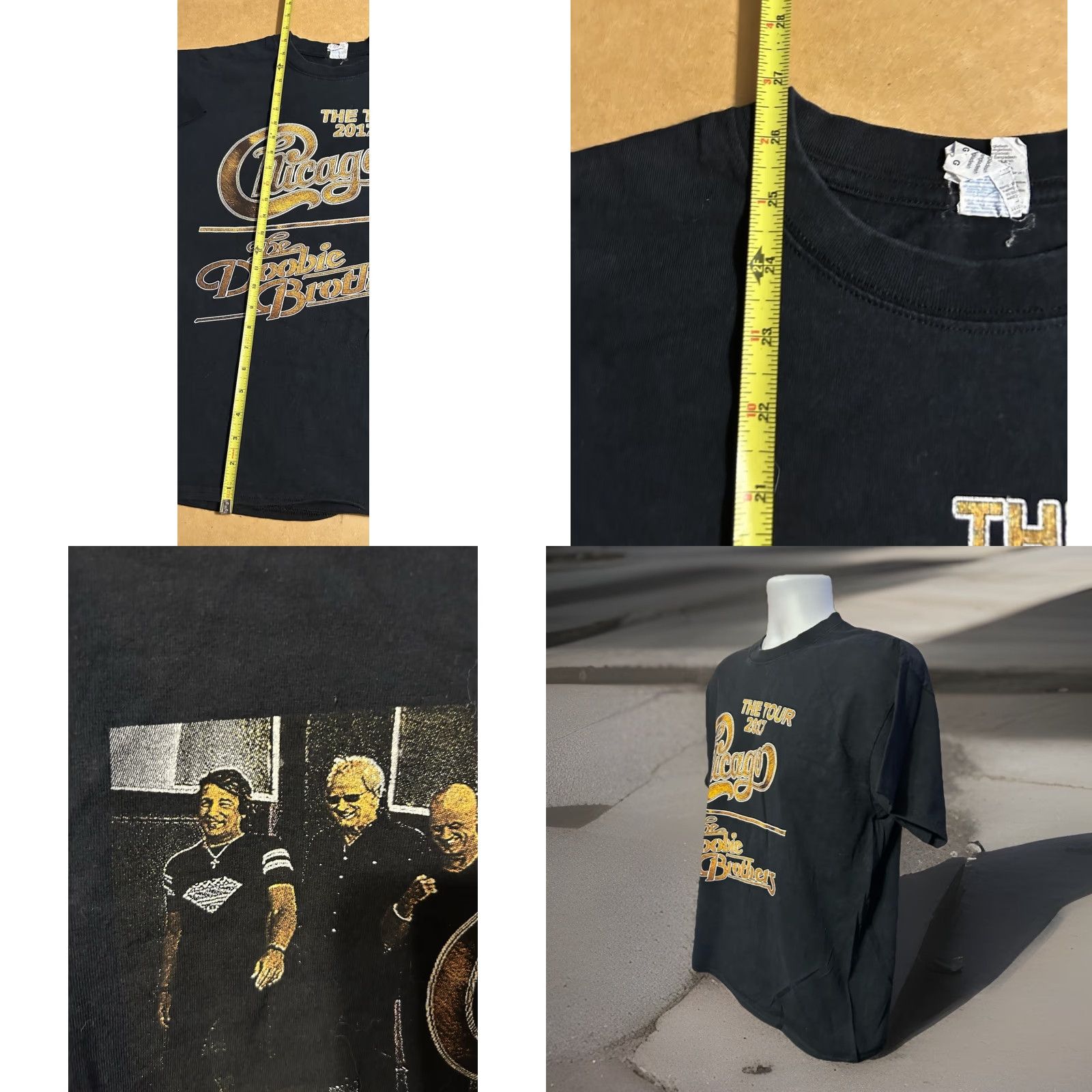 Gildan Chicago & The Dobie Brothers Tour 2017 Shirt Men Large Double Sided Black Crew Neck Short Sleeve T-Shirt Gildan Heavy Cotton Logo Rock Music Fans Mens Size US L / EU 52-54 / 3 - 8 Thumbnail