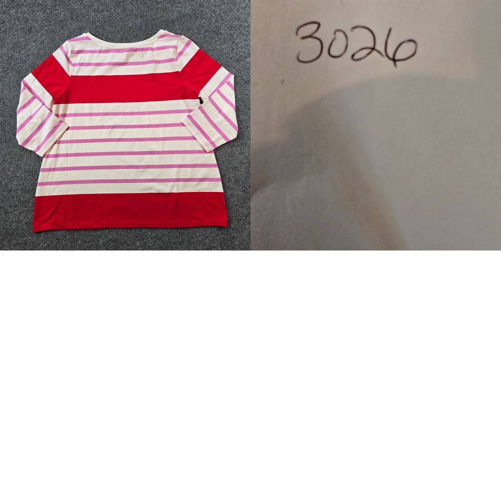 Isaac Mizrahi Live Top Women 1X White Red Striped 3/4 Sleeve Stretch Casual Blouse Mens Women B...