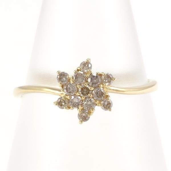 Other Other K18 Yellow Gold Ring with Brown Diamond, Size 10 Metal Ring in Great Condition Size ONE SIZE - 1 Thumbnail