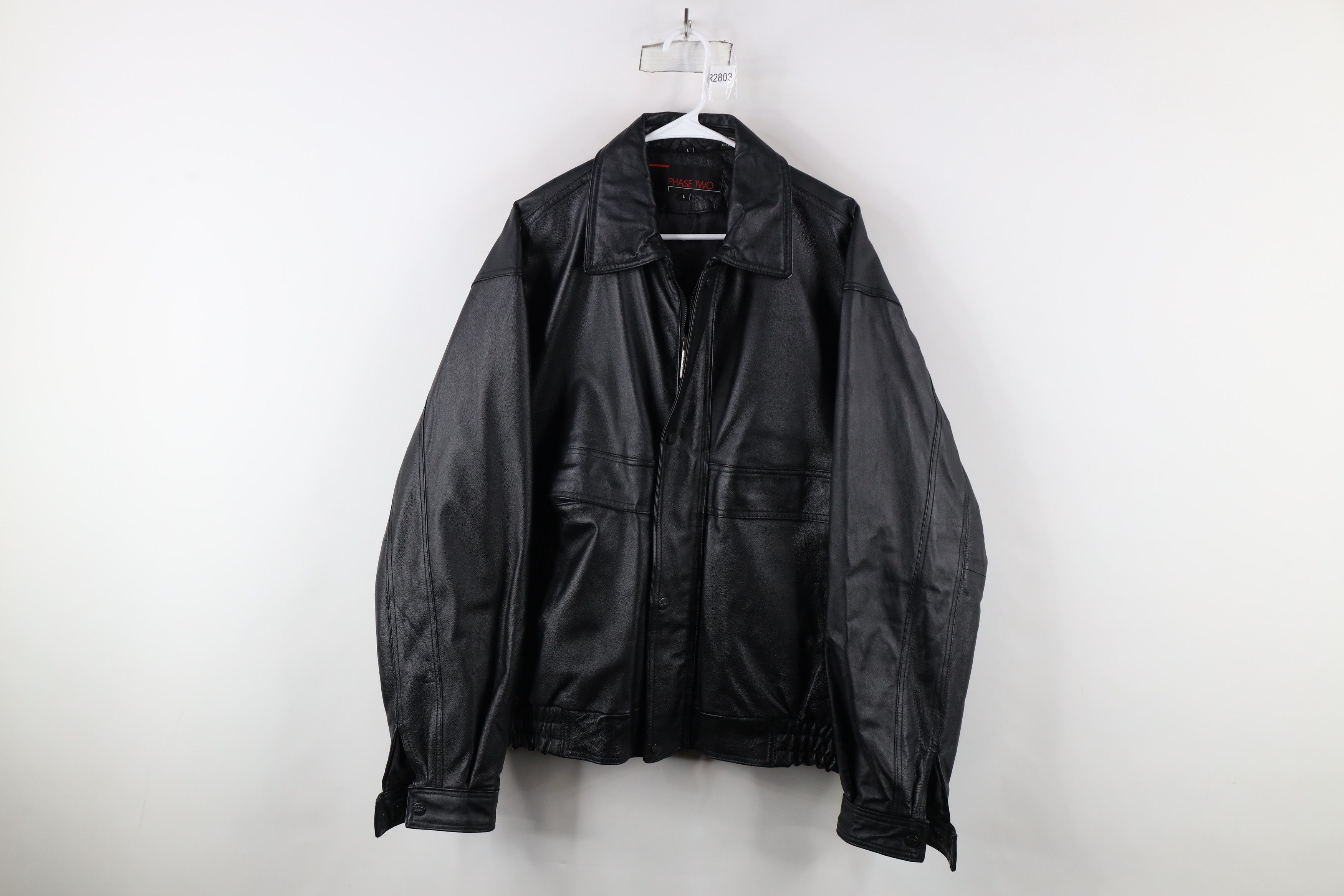 Vintage Vintage 90s Streetwear Leather Flight Bomber Jacket Black Size US L / EU 52-54 / 3 - 1 Thumbnail