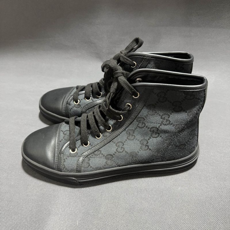Gucci Gucci Monogram Black High Top Fashion Sneakers 0079 Size US 5 / IT 35 - 1 Thumbnail