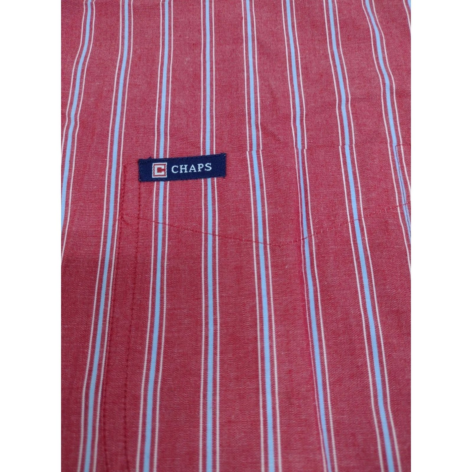 Chaps Chaps Shirt Men Long Sleeve Red/Blue Stripe Button-Down Size M Regular Collar Button-Up #1688 Clothing, Colorful, 60% Cotton/40% Polyester, Easy Care Size US M / EU 48-50 / 2 - 6 Thumbnail