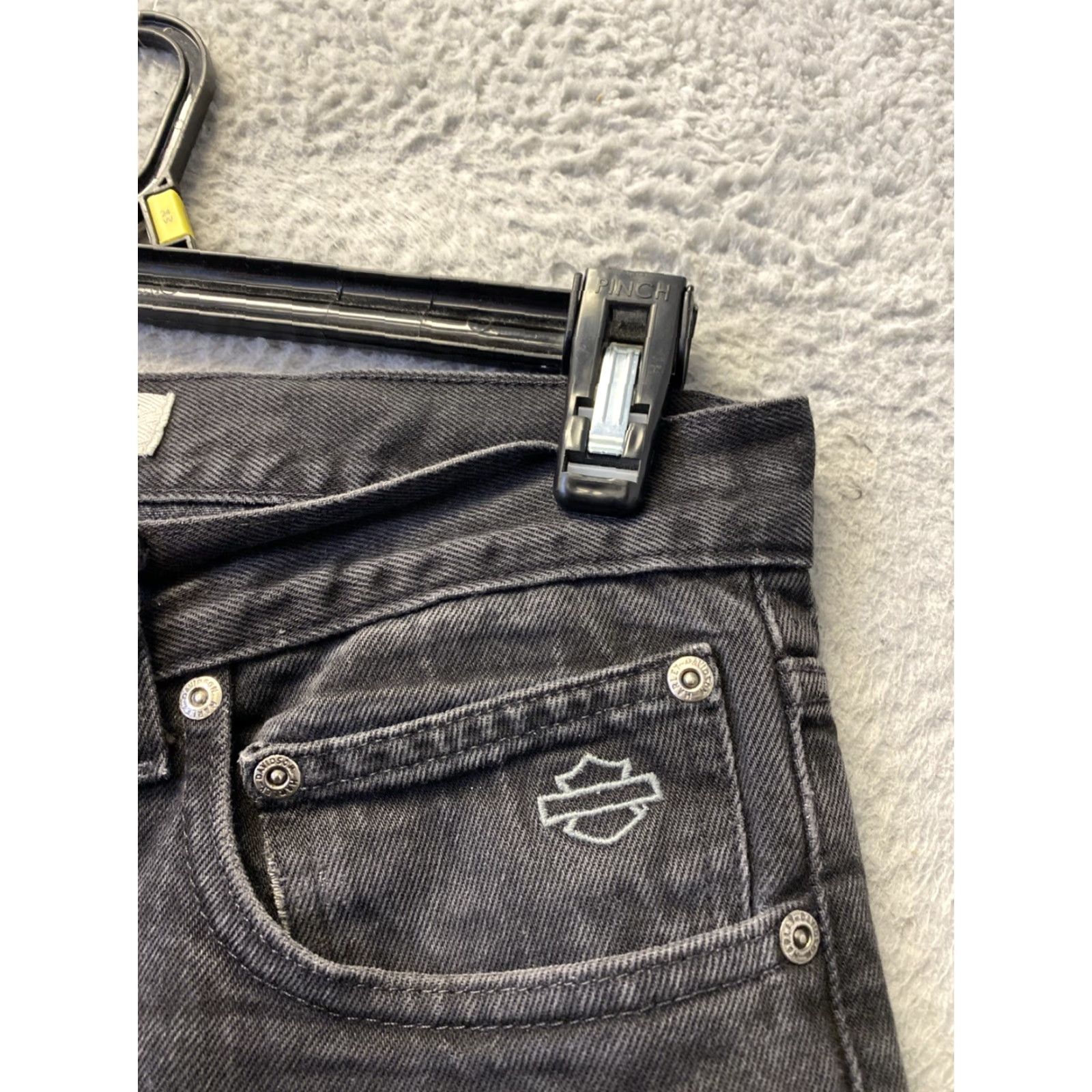 Harley Davidson VINTAGE Harley-Davidson Jeans Mens 34x34 Black Denim Straight Leg Jeans Mens Regular 34 Black Harley-Davidson Logo Biker USA 5-Pocket Denim Jeans Size US 34 / EU 50 - 3 Thumbnail
