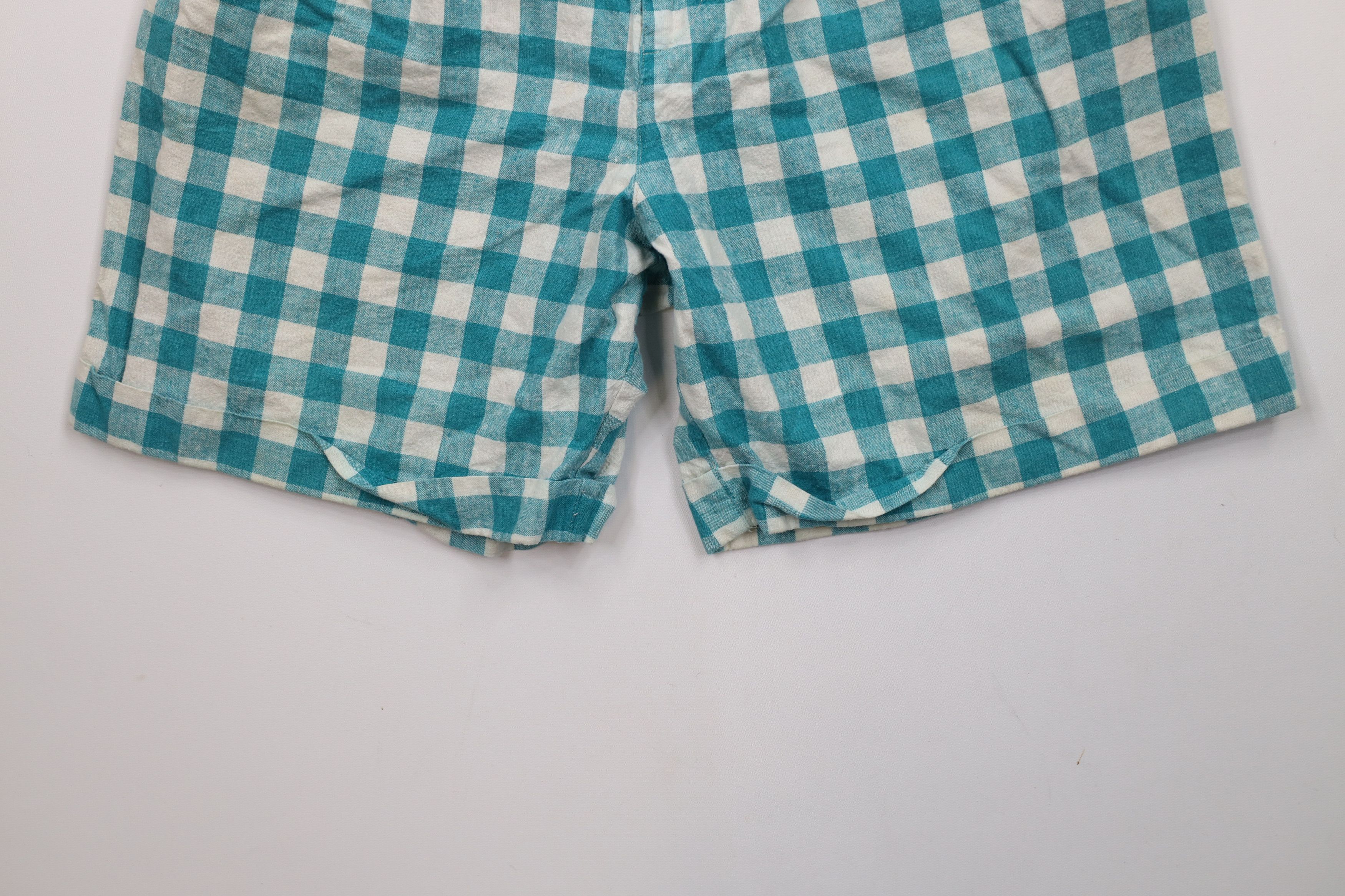 Vintage Vintage 90s Streetwear Pleated Cuffed Bermuda Shorts Plaid Size 32" / US 10 / IT 46 - 4 Thumbnail