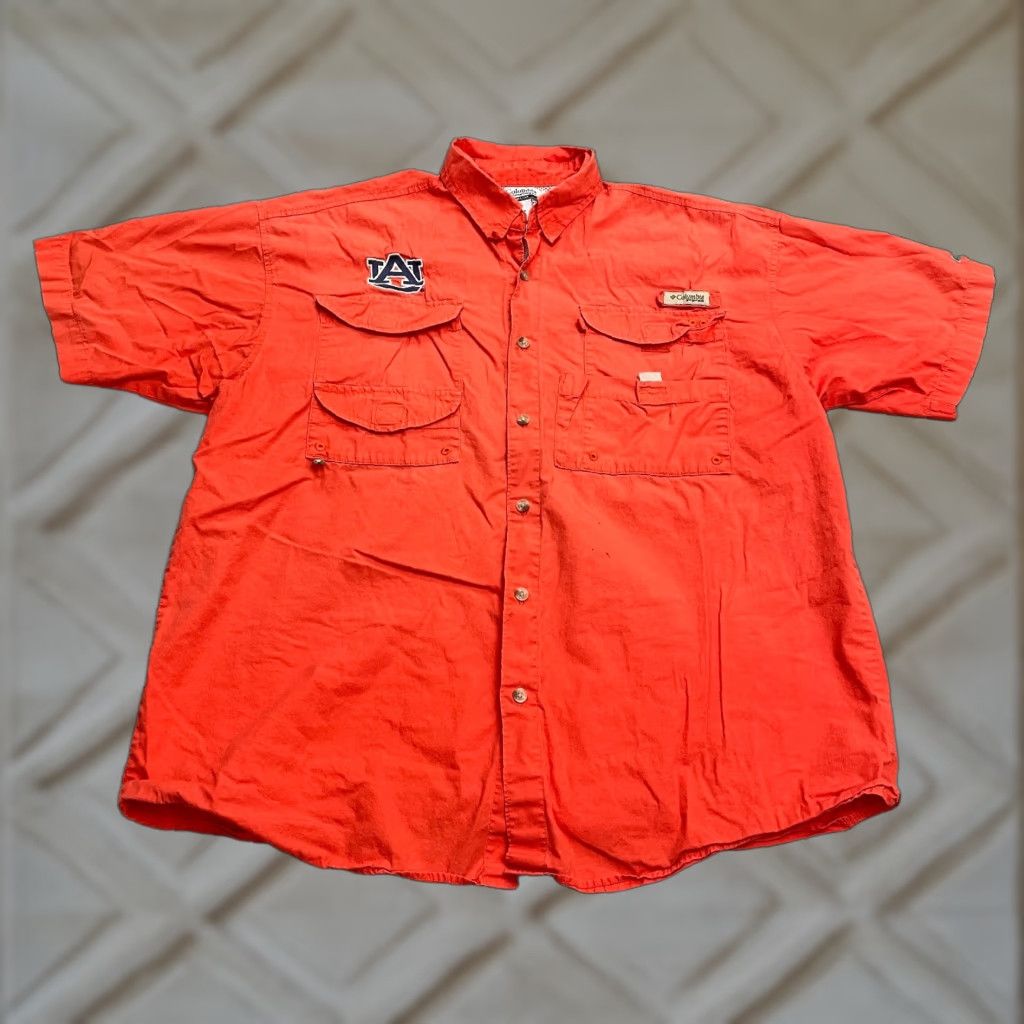Vintage Columbia PFG Bonehead Button-Up Shirt Mens Large Orange Casual Outdoor University Size US L / EU 52-54 / 3 - 1 Thumbnail