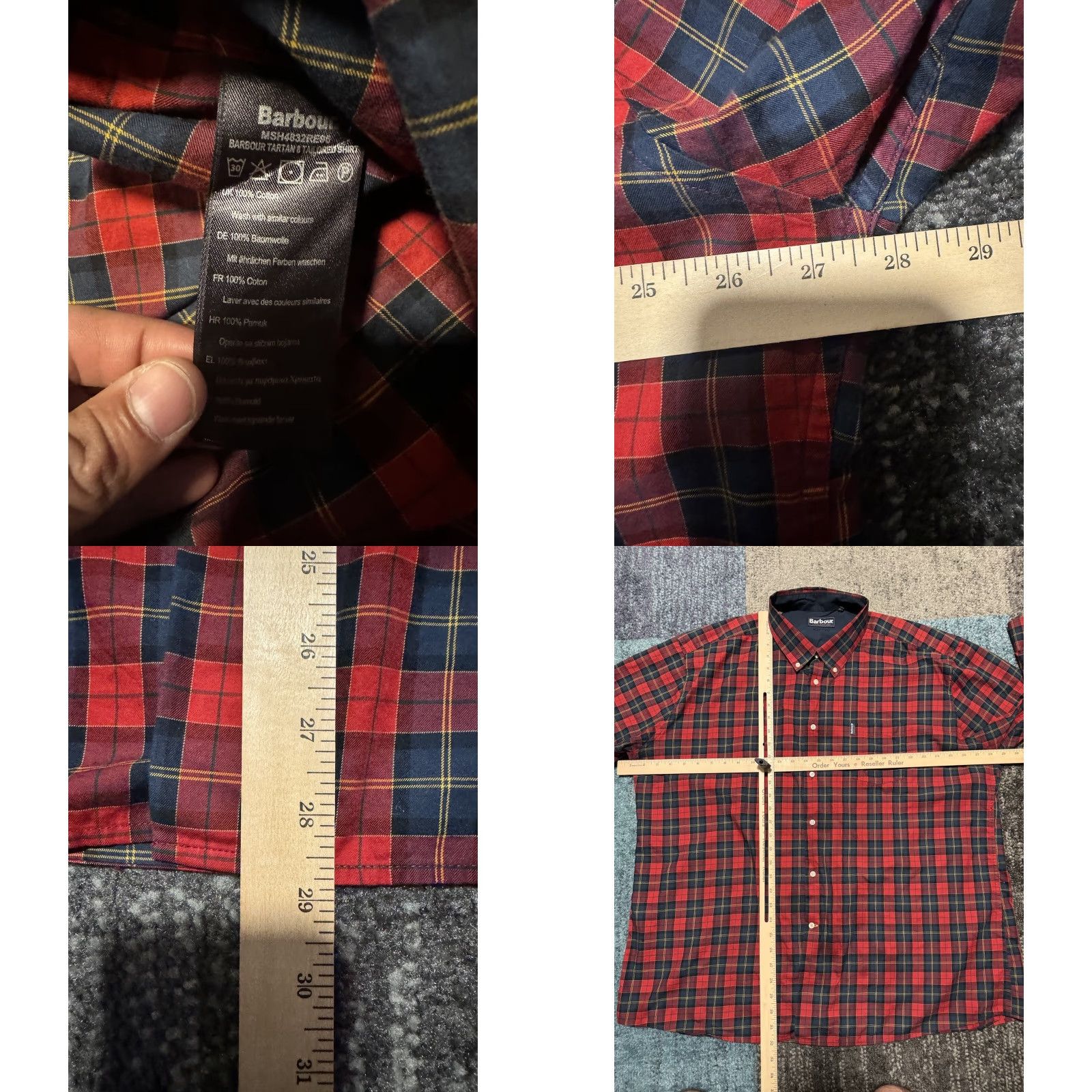 Barbour Barbour Shirt Mens Flannel Plaid Button Up 3XL Multicolor Tailored Fit Long Sleeve Button-Down Collar Pockets Dress Shirt Regular Mens Size US XXL / EU 58 / 5 - 8 Thumbnail