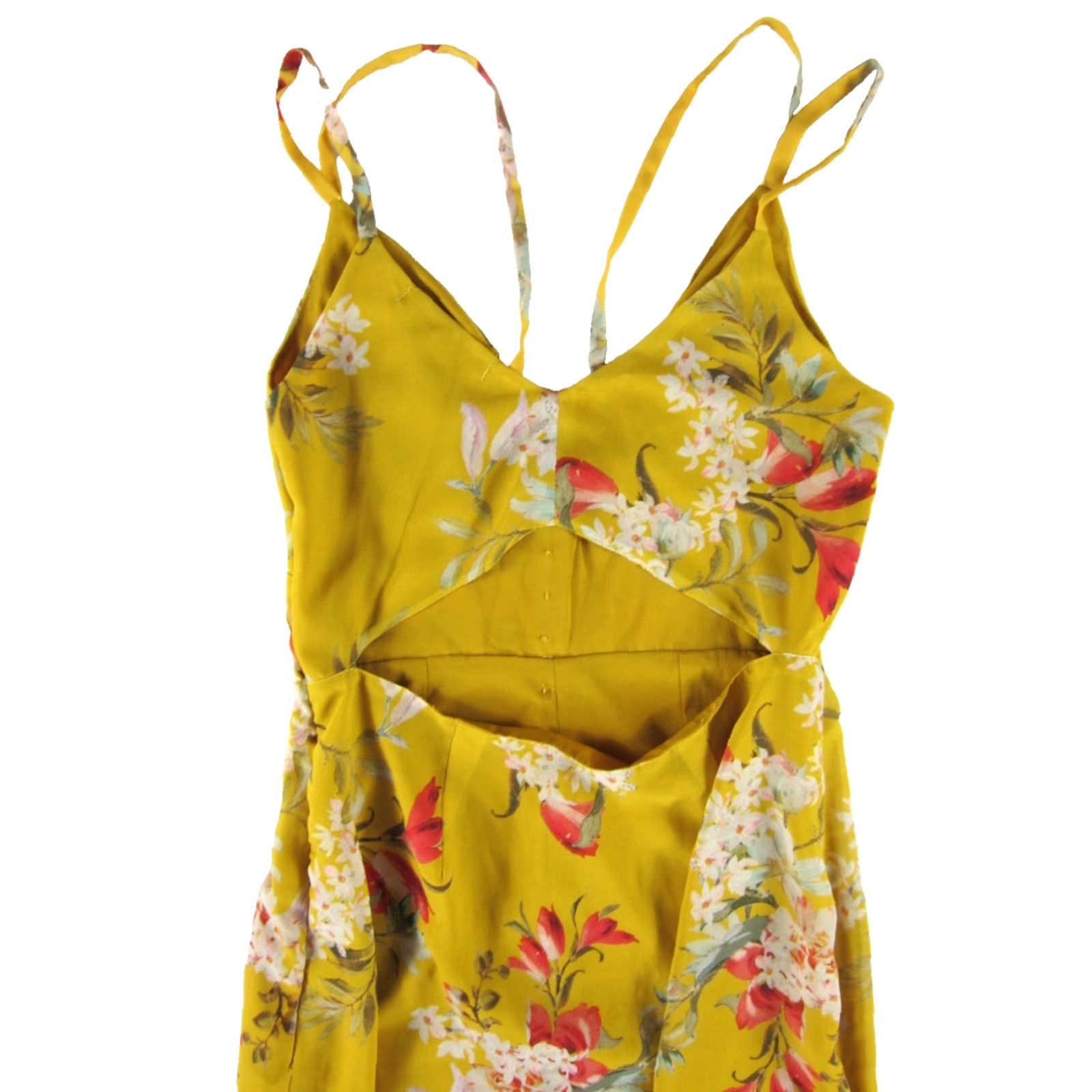 Vintage Hope & Ivy Sun Dress Maxi Floral Open Back Long Yellow 10 Women's Dress 10 Size L / US 10 / IT 46 - 5 Thumbnail