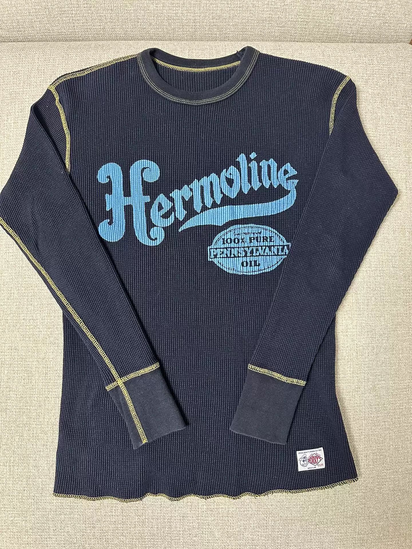 image of Freewheelers Bootleggers Waffle Short Sleeves 2 in Blue, Men's (Size Medium)