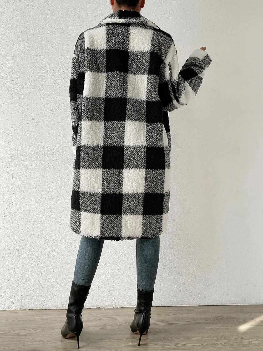 Japanese Brand Open Lapel Plush Plaid Jacket Size XL / US 12-14 / IT 48-50 - 3 Thumbnail