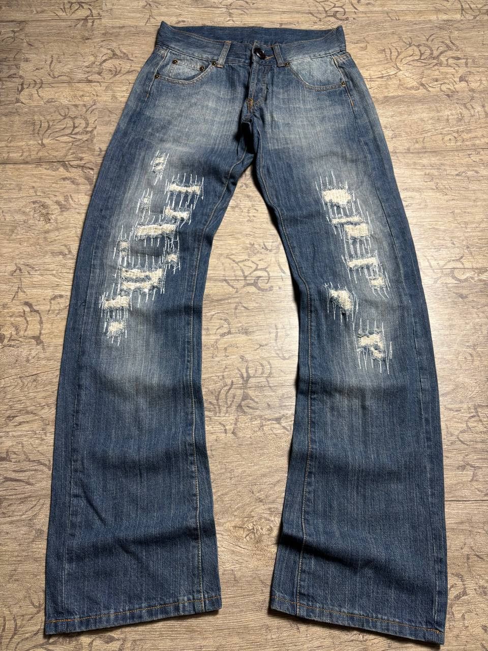 Japanese Brand DIRTY💣💣 Flare Hysteric Glamour vibe Japanese Fade Jeans Size US 29 - 1 Thumbnail