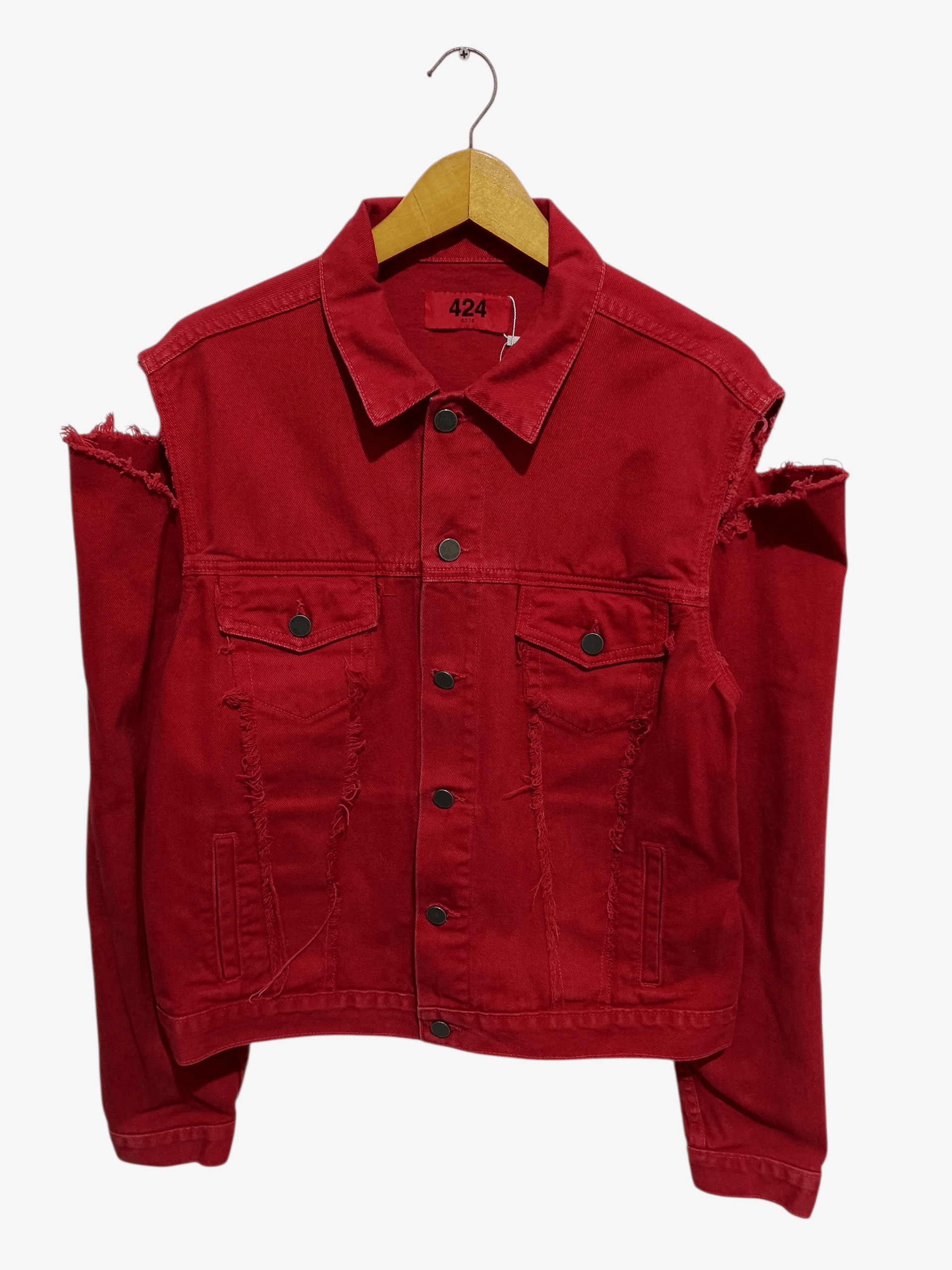 424 424 Fairfax Red Denim Jacket AW18 Size M / US 6-8 / IT 42-44 - 1 Thumbnail
