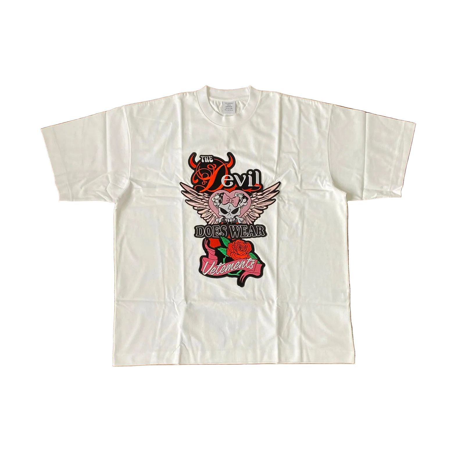 Vetements White Devil Wears Vetements Embroidered Oversized T-Shirt Size XS / US 0-2 / IT 36-38 - 2 Thumbnail